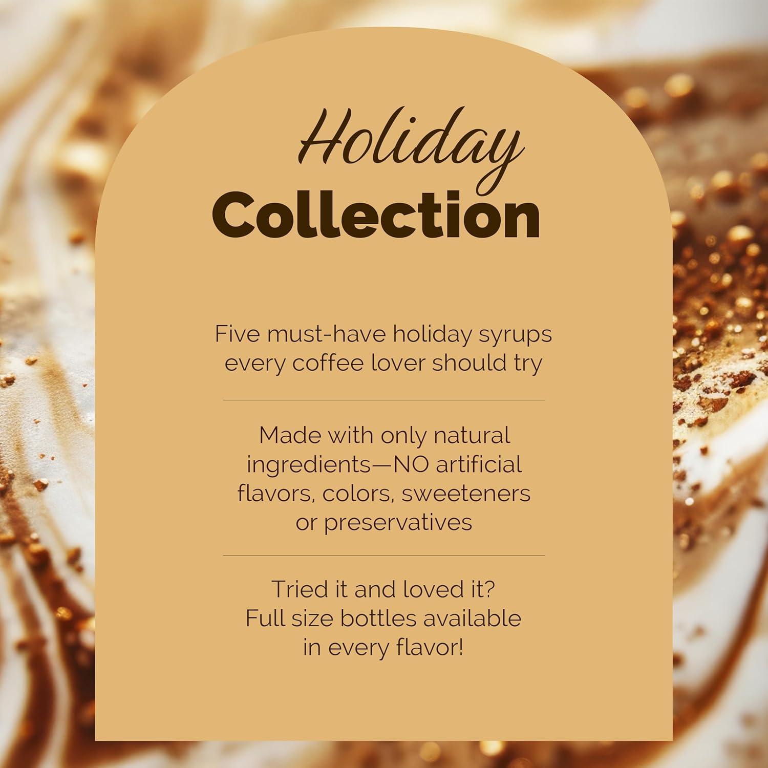 image:imageMonin 5 Flavor Holiday Cheer Collection Macadamia Nut Peppermint Cookie Butter Toasted Marshmallow amp Gingerbread Natural Flavors for All Drinks GlutenFree 169 oz per bottleHoliday Collection