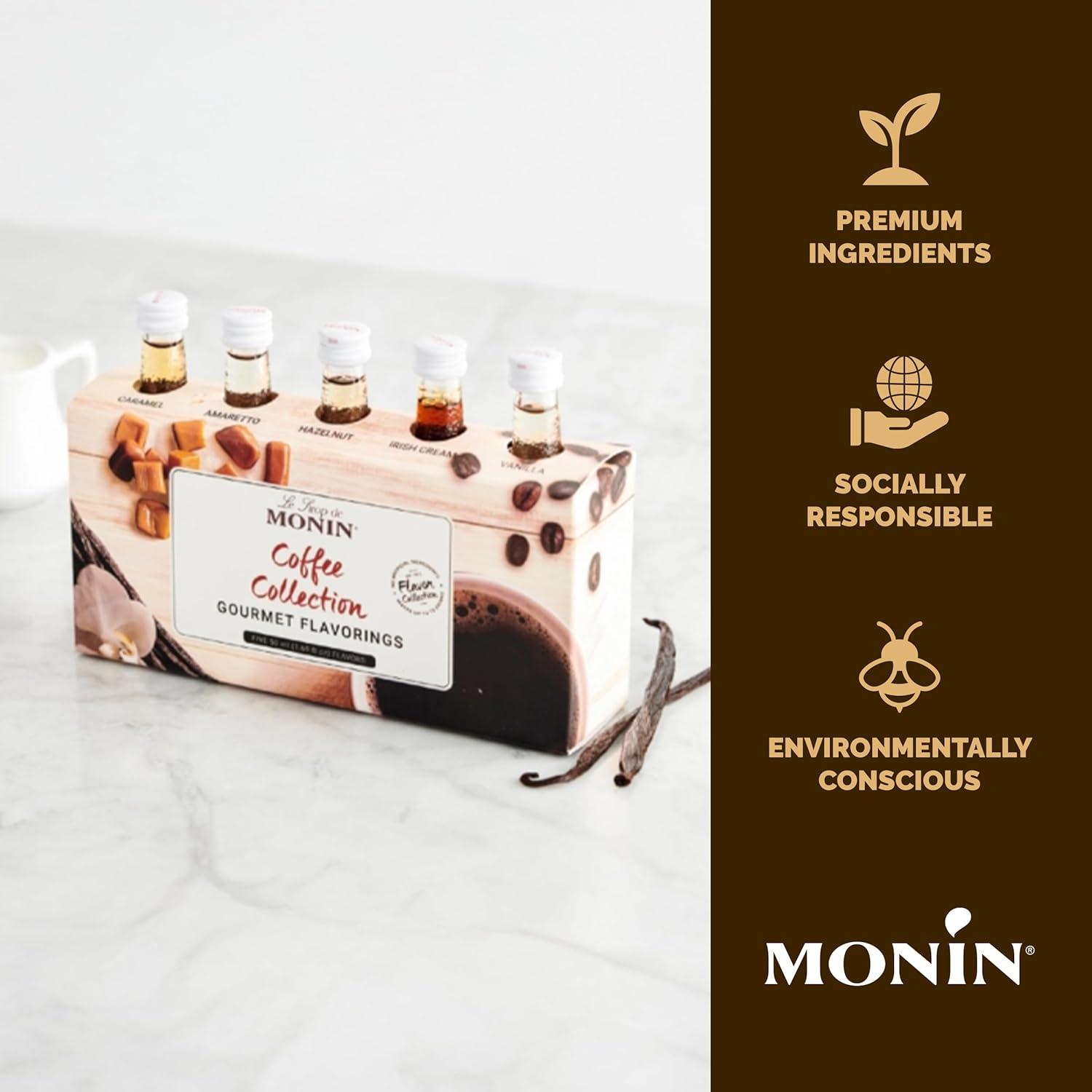 image:imageMonin 5 Flavor Holiday Cheer Collection Macadamia Nut Peppermint Cookie Butter Toasted Marshmallow amp Gingerbread Natural Flavors for All Drinks GlutenFree 169 oz per bottleCoffee Collection