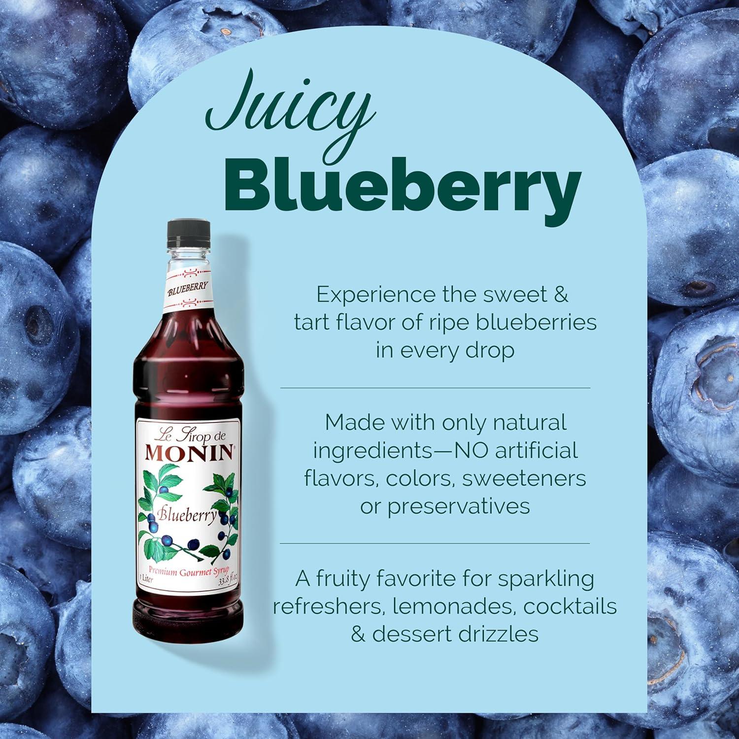 image:imageMonin Blackberry Syrup Soft and Succulent Great for Cocktails Lemonades and Sodas GlutenFree NonGMO 1 Liter 4PackBlueberry