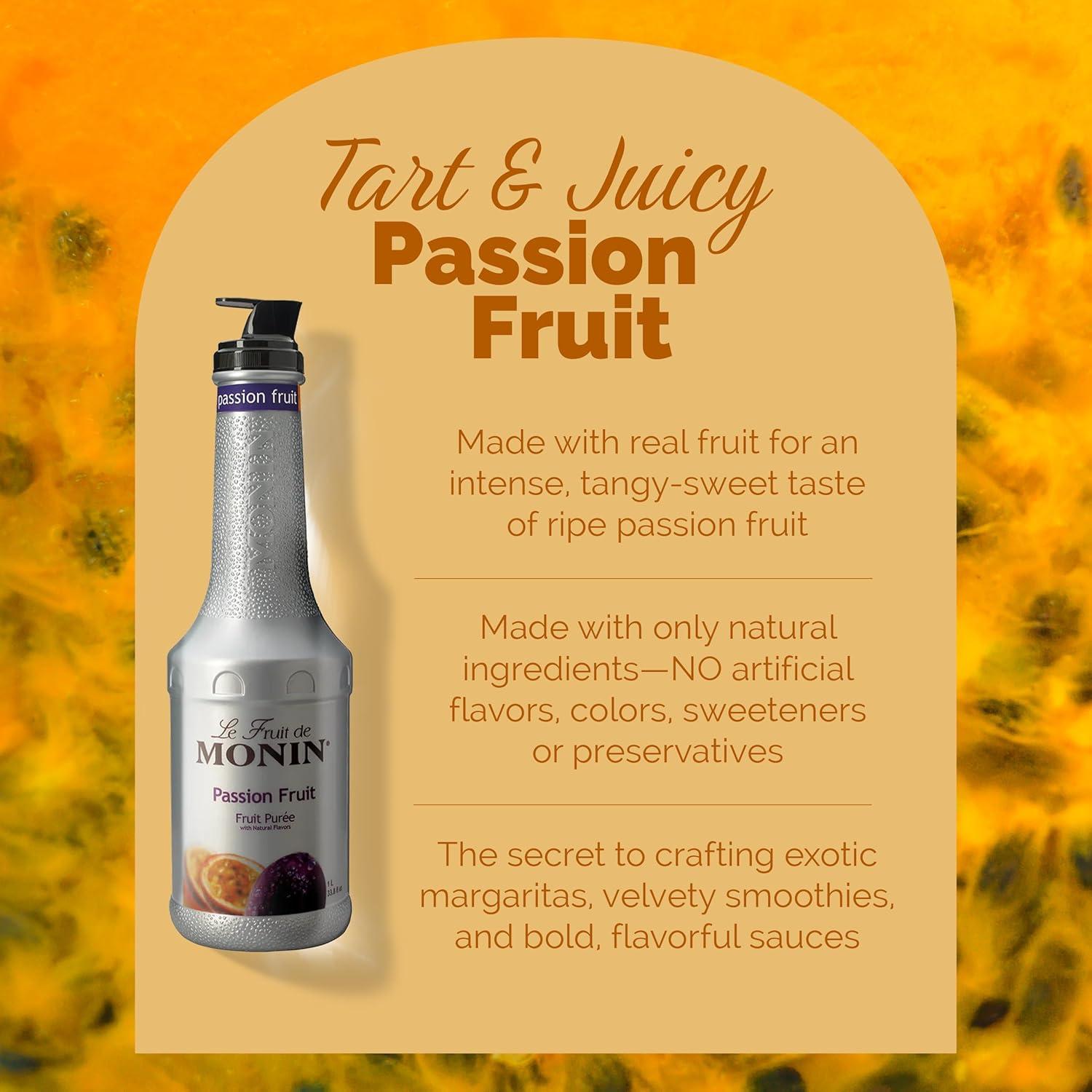 image:imageMonin Blood Orange Pure Tart Juicy Citrus Taste Great for Lemonades Cocktails and Culinary Creations Vegan GlutenFree 1 LiterPassion Fruit Pure