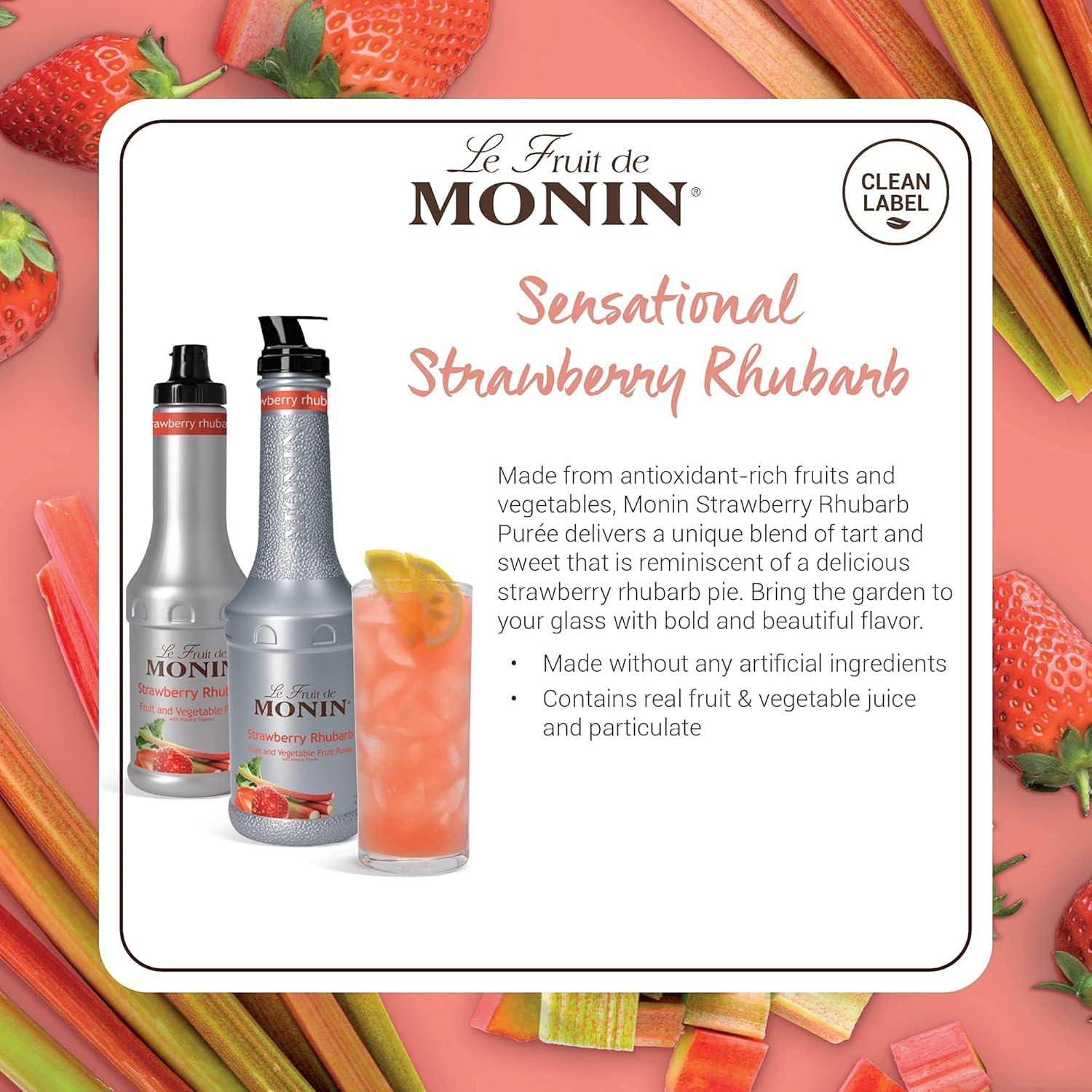 image:imageMonin Blood Orange Pure Tart Juicy Citrus Taste Great for Lemonades Cocktails and Culinary Creations Vegan GlutenFree 1 LiterStrawberry Rhubarb Pure