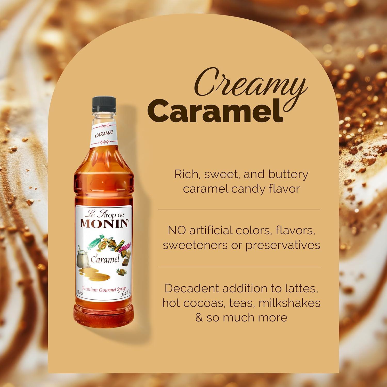 image:imageMonin Caramel Syrup Rich and Buttery Great for Desserts Coffee and Cocktails GlutenFree NonGMO 1 Liter 4PackCaramel
