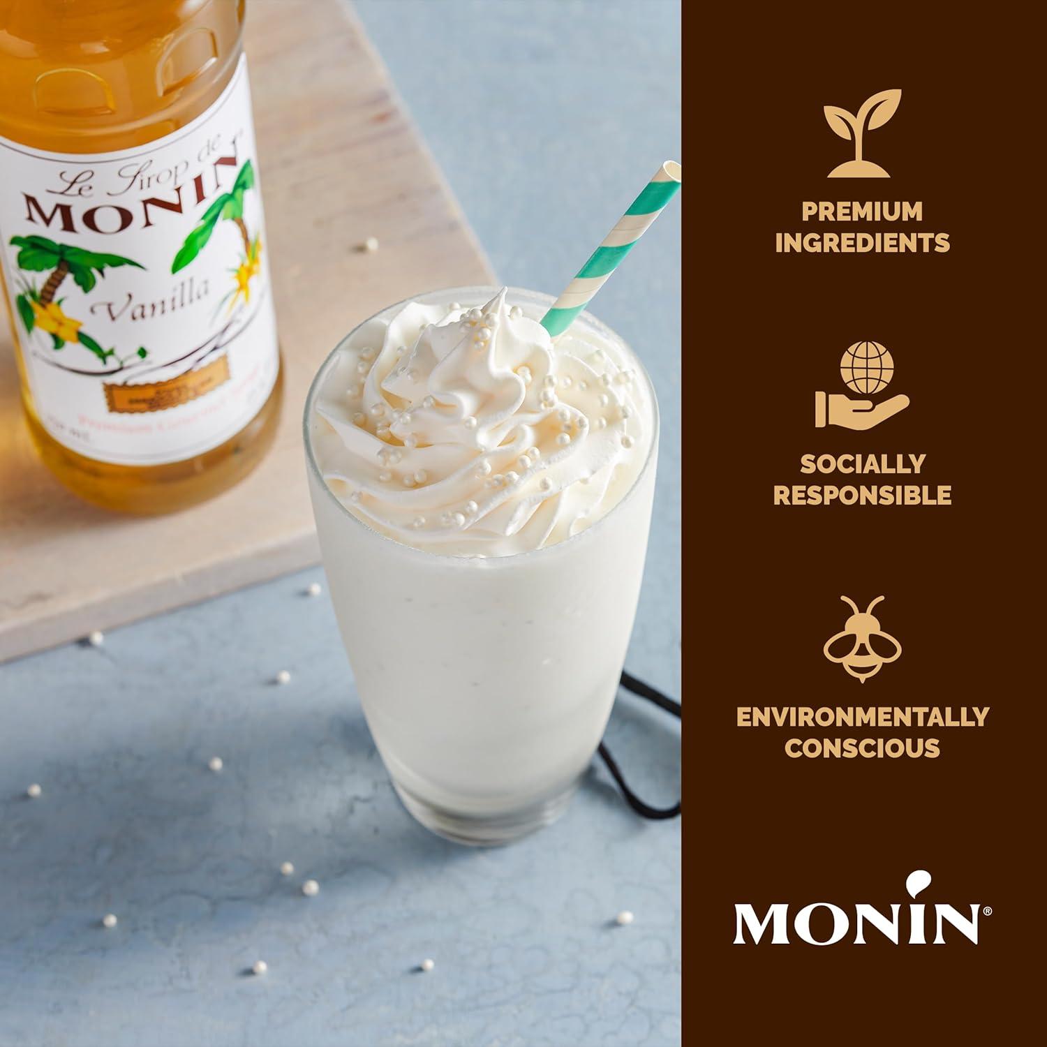 image:imageMonin Caramel Syrup Rich and Buttery Great for Desserts Coffee and Cocktails GlutenFree NonGMO 1 Liter 4PackVanilla