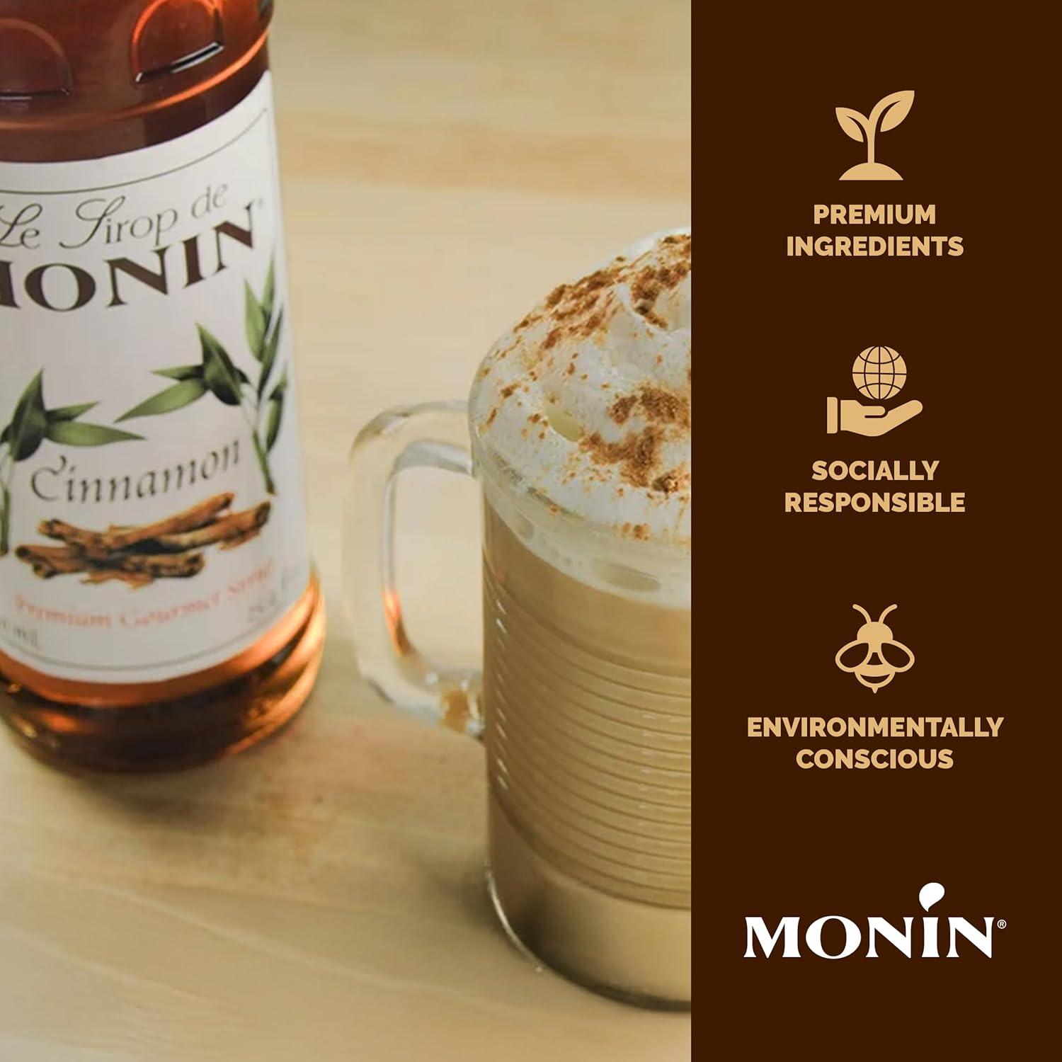 image:imageMonin Cinnamon Syrup Sweet and Spicy Taste of Cinnamon Versatile Flavor Natural Flavors Great for Coffees Cocoas Ciders and Cocktails NonGMO GlutenFree 750 ml