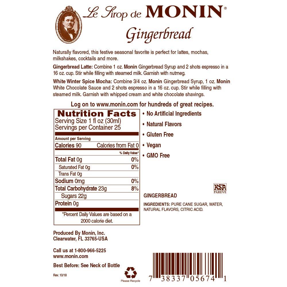 image:imageMonin Cookie Butter Syrup Great for Coffees Lattes and Mochas GlutenFree Vegan NonGMO 750 mlGingerbread