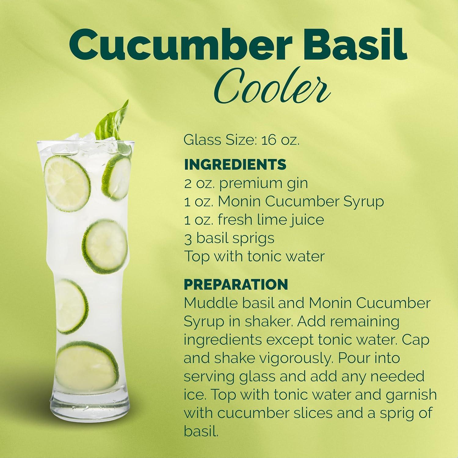 image:imageMonin Cucumber Syrup Refreshing Sweetness Natural Flavors Great for Mocktails Cocktails Lemonades Teas and Sodas NonGMO GlutenFree 1 Liter 4Pack