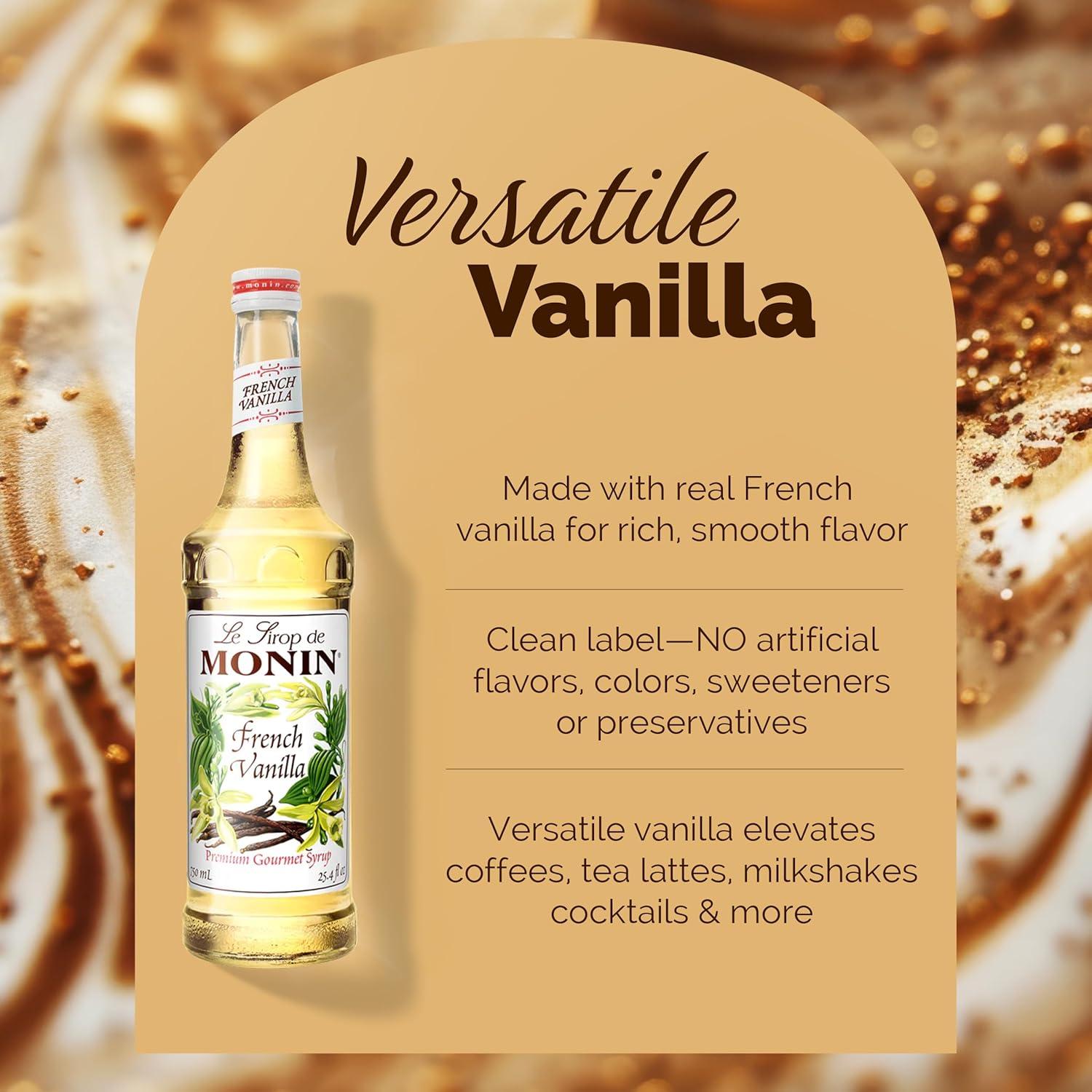 image:imageMonin French Vanilla Syrup Versatile Flavor Natural Flavors Great for Coffees Cocktails Shakes and Kids Drinks NonGMO GlutenFree 750 ml