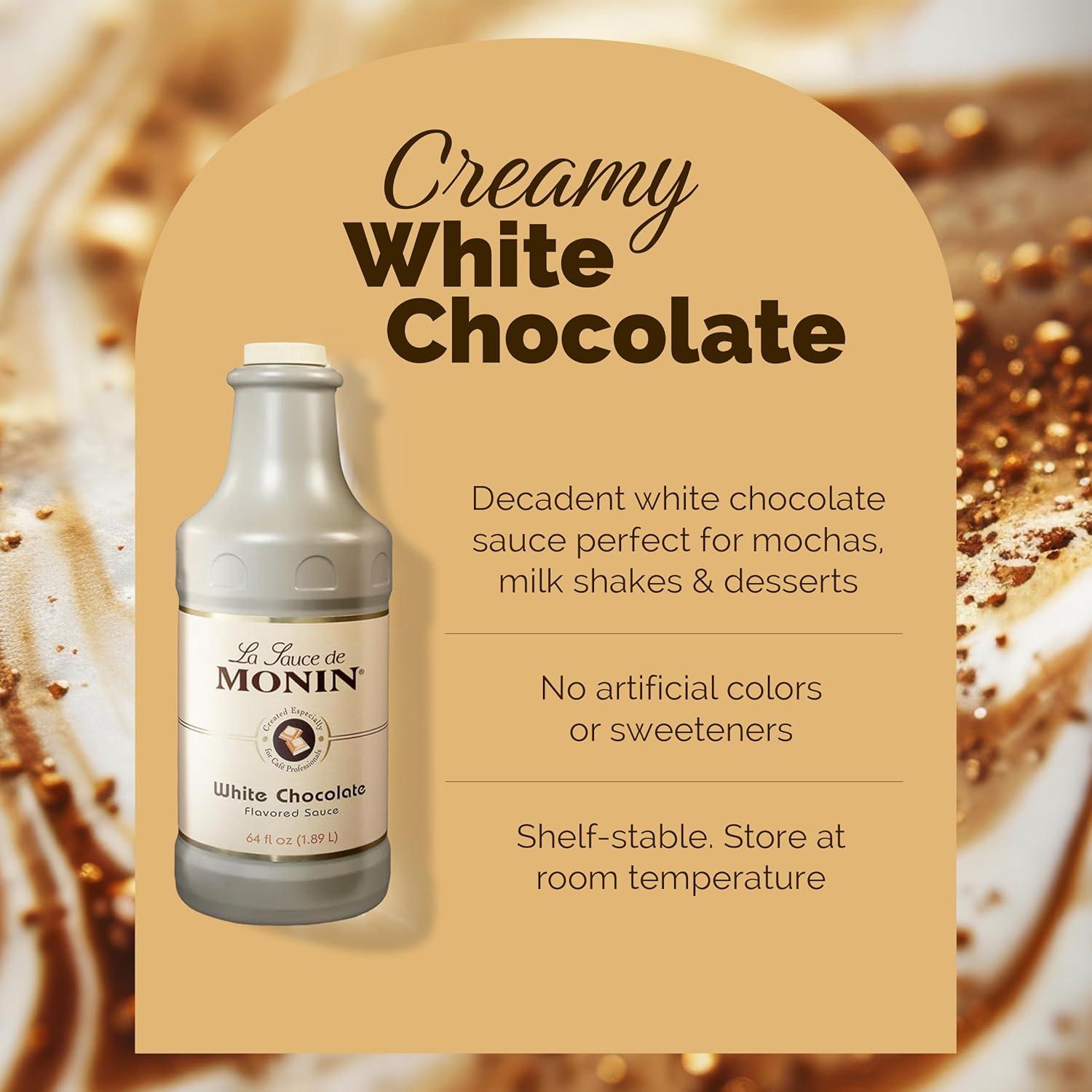 image:imageMonin Gourmet White Chocolate Sauce Creamy and Buttery Great for Desserts Coffee and Snacks GlutenFree NonGMO 64 OunceWhite Chocolate