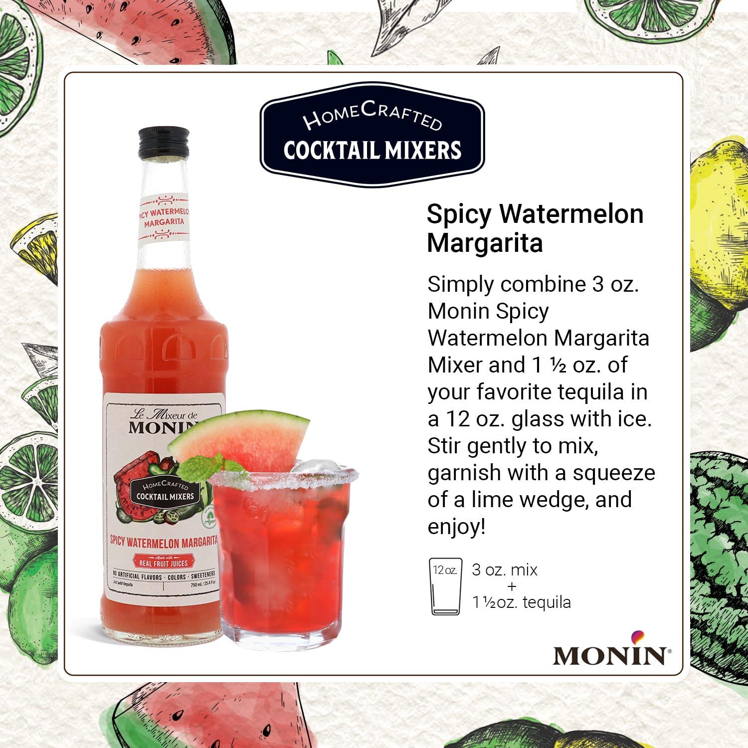 image:imageMonin HomeCrafted Cherry Smash Cocktail Mixer ReadytoUse Drink Mix Refreshingly Sweet amp Citrusy Flavor Just Add Bourbon Perfect for Cocktails amp Iced amp Frozen Beverages 750 mlSpicy Watermelon Margarita