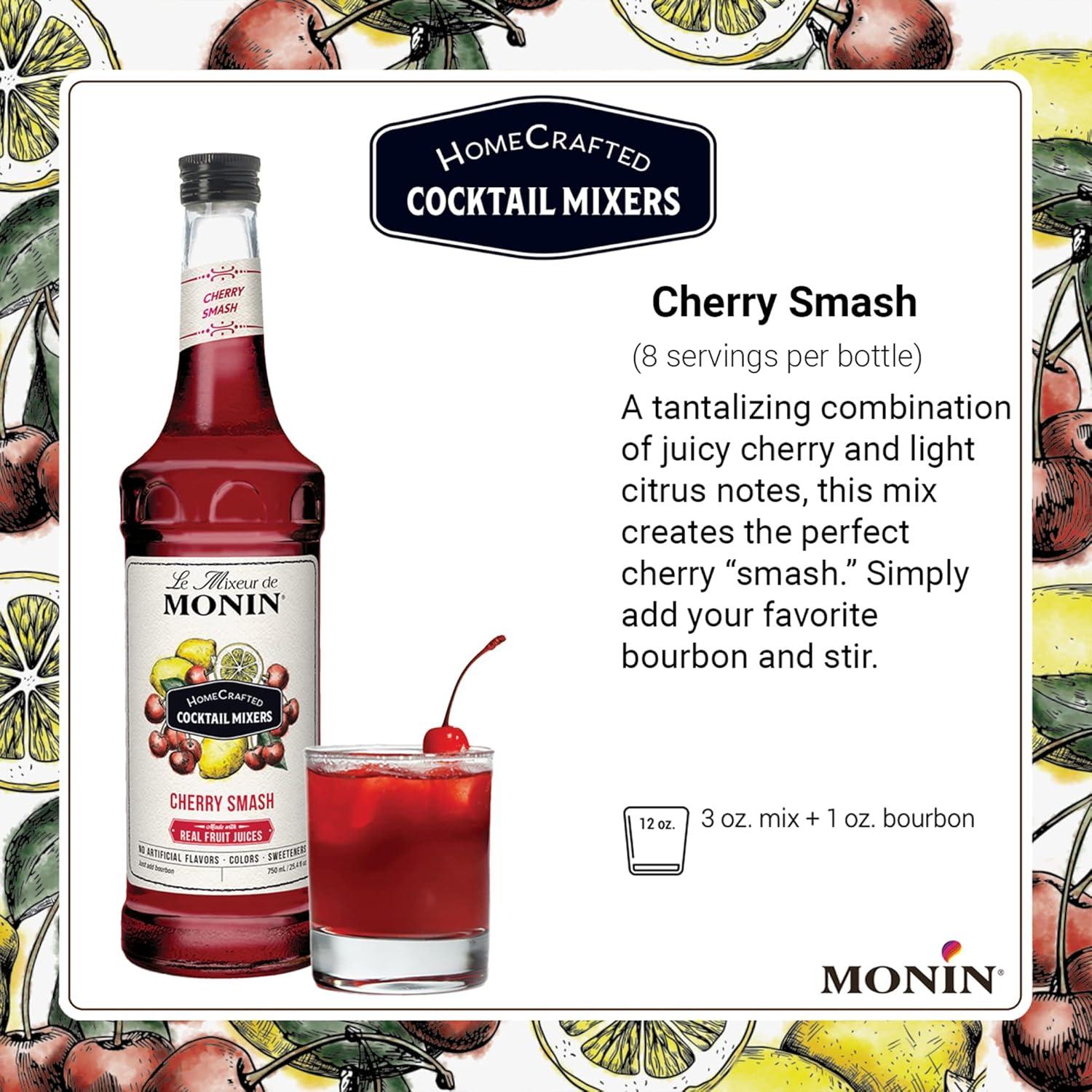 image:imageMonin HomeCrafted Cherry Smash Cocktail Mixer ReadytoUse Drink Mix Sweet amp Citrusy Flavor Just Add Bourbon Perfect for Cocktails amp Iced amp Frozen Beverages 750 ml 2Pack