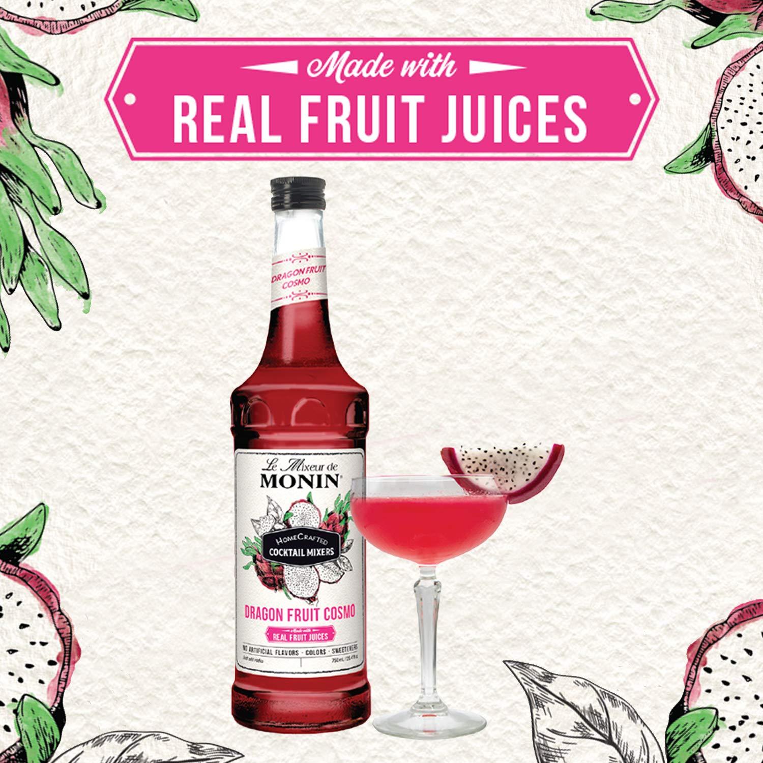 image:imageMonin HomeCrafted Cocktail Mixers ReadytoUse Drink Mix DIY Cocktail Variety Pack Made with Real Fruit Juice Just Add Alcohol Mai Tai Margarita amp Dragon Fruit Cosmo 750 ml Each 3PackDragon Fruit Cosmo