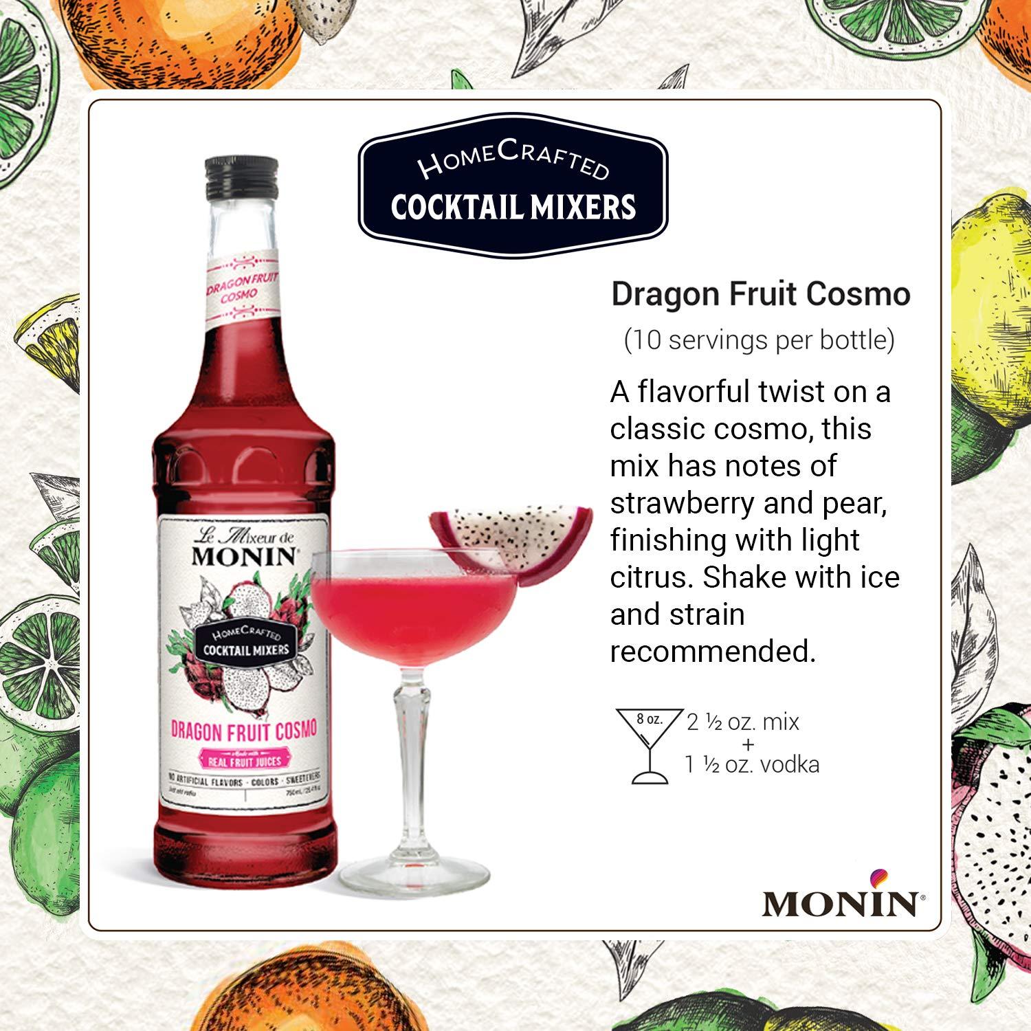 image:imageMonin HomeCrafted Cocktail Mixers ReadytoUse Drink Mix DIY Cocktail Variety Pack Made with Real Fruit Juice Just Add Alcohol Mai Tai Margarita amp Dragon Fruit Cosmo 750 ml Each 3PackDragon Fruit Cosmo