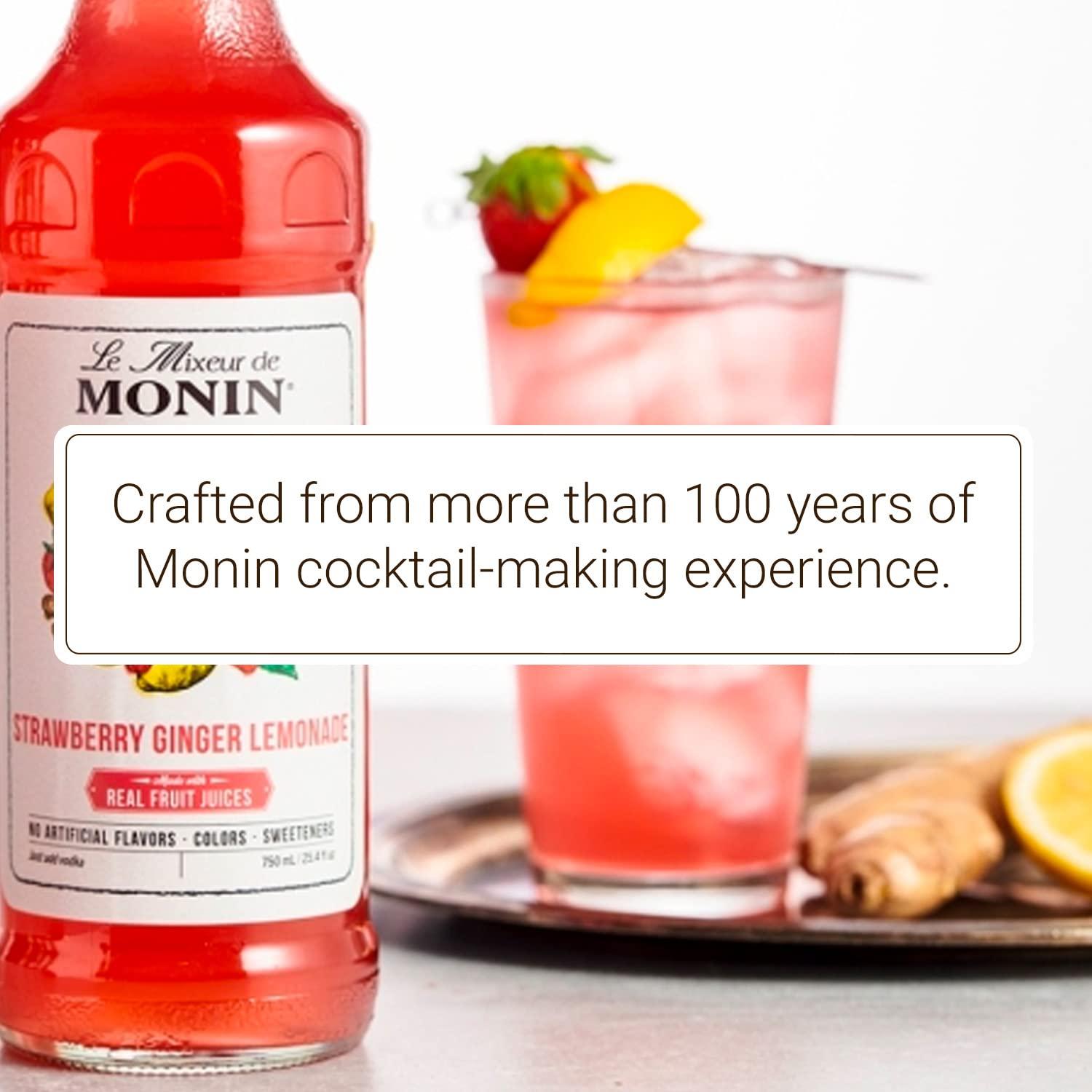 image:imageMonin HomeCrafted Strawberry Ginger Lemonade Cocktail Mixer ReadytoUse Drink Mix Refreshingly Sweet amp Tart Flavor Just Add Vodka Perfect for Cocktails amp Iced amp Frozen Beverages 750 ml