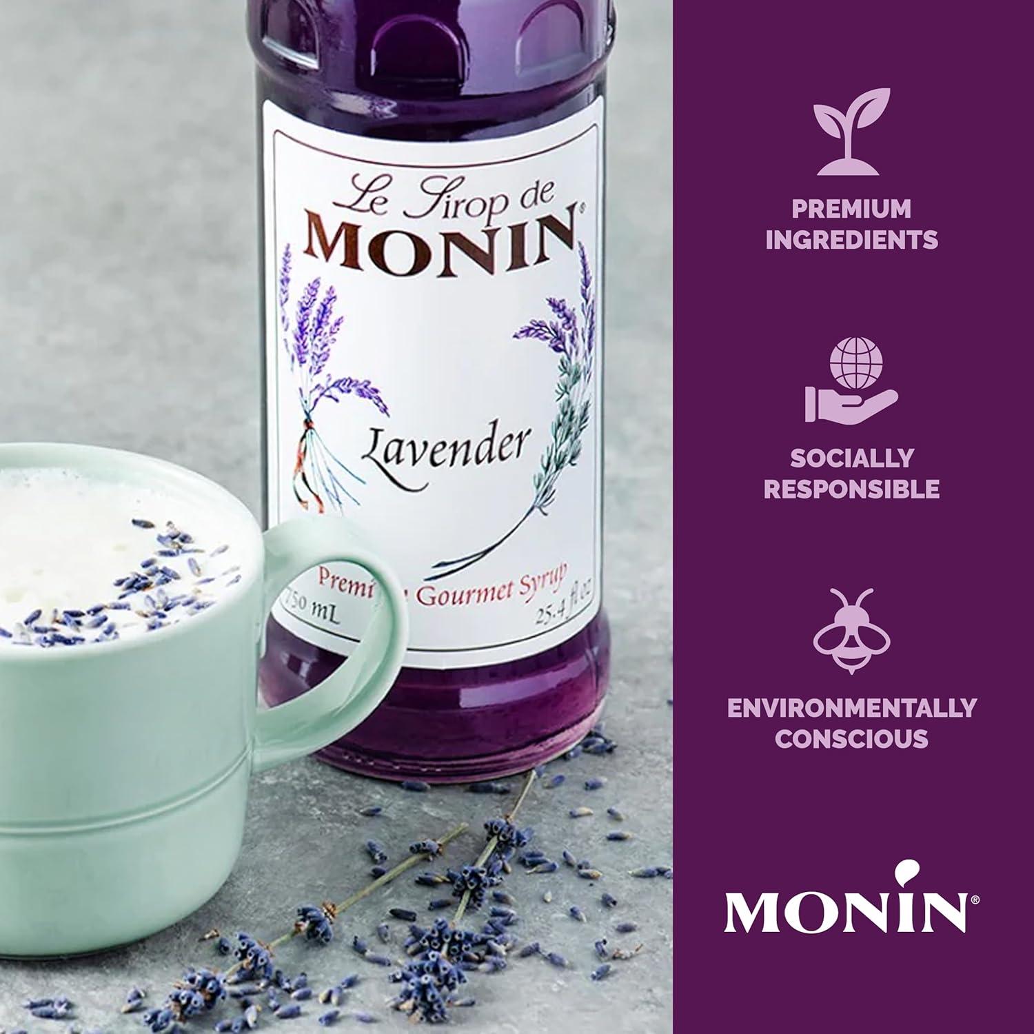 image:imageMonin Lavender Syrup With Pump Aromatic and Floral Natural Flavors Great for Cocktails Lemonades and Sodas NonGMO GlutenFree 1 LiterLavender