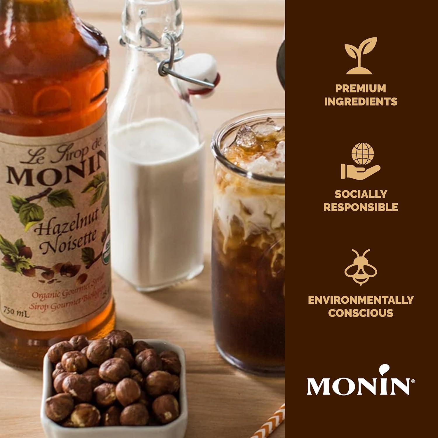 image:imageMonin Organic Caramel Syrup Premium Syrup for Coffee Milkshakes Cocktails amp More BPAFree Glass Bottle 750 mlOrganic Hazelnut