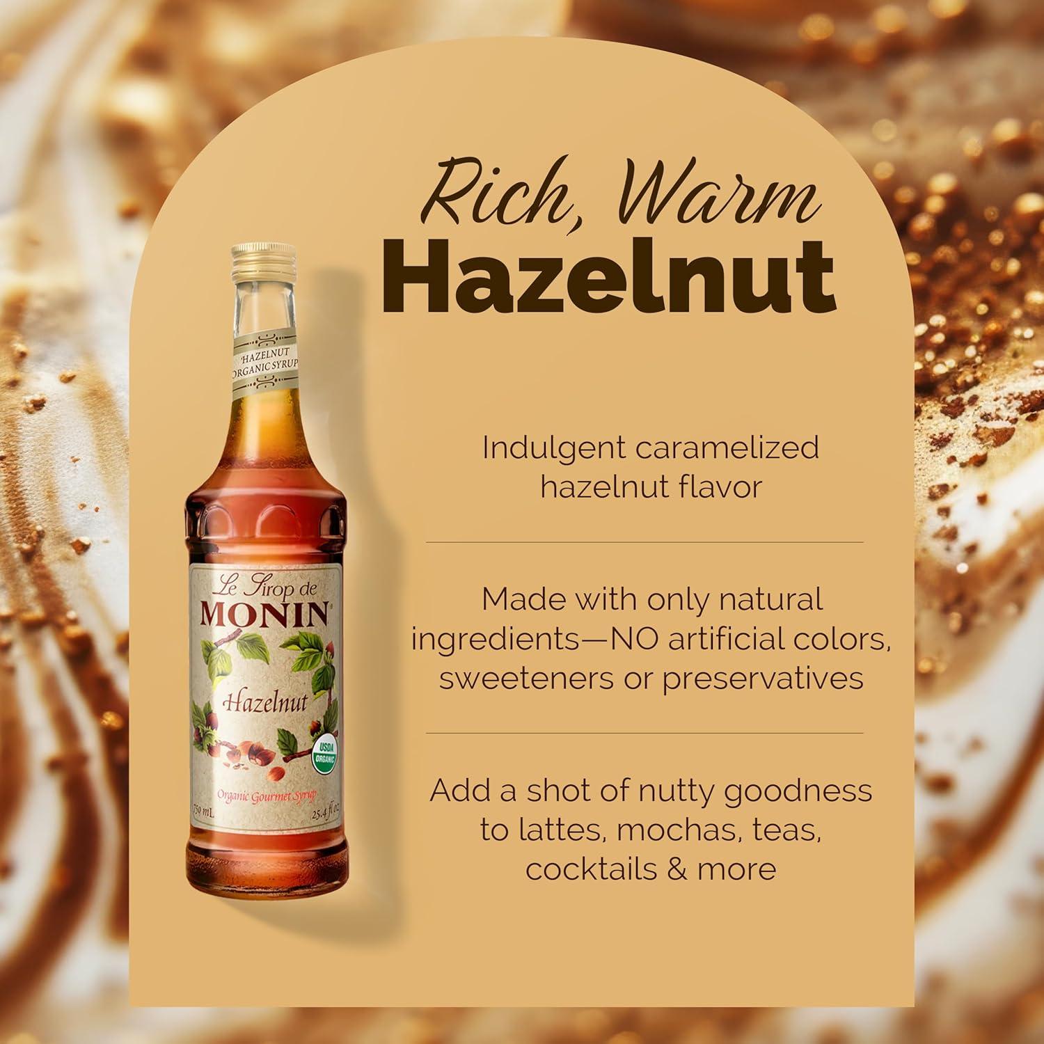 image:imageMonin Organic Caramel Syrup Premium Syrup for Coffee Milkshakes Cocktails amp More BPAFree Glass Bottle 750 mlOrganic Hazelnut