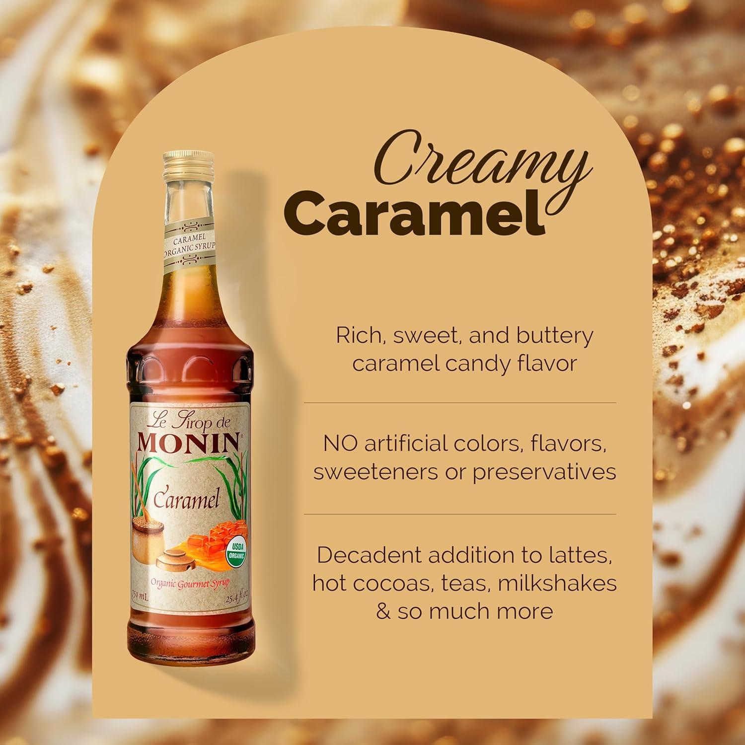 image:imageMonin Organic Caramel Syrup Premium Syrup for Coffee Milkshakes Cocktails amp More BPAFree Glass Bottle 750 mlOrganic Syrup