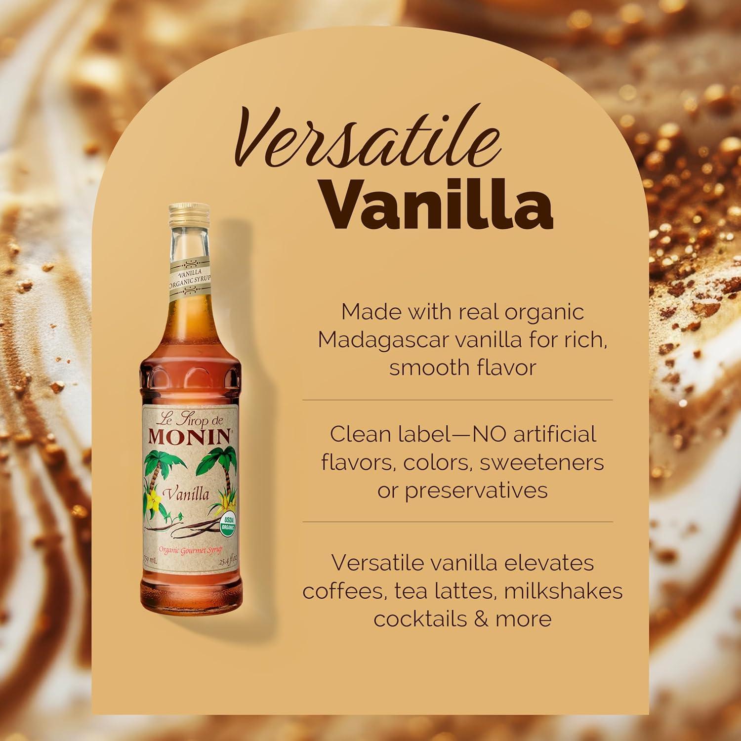 image:imageMonin Organic Caramel Syrup Premium Syrup for Coffee Milkshakes Cocktails amp More BPAFree Glass Bottle 750 mlOrganic Vanilla