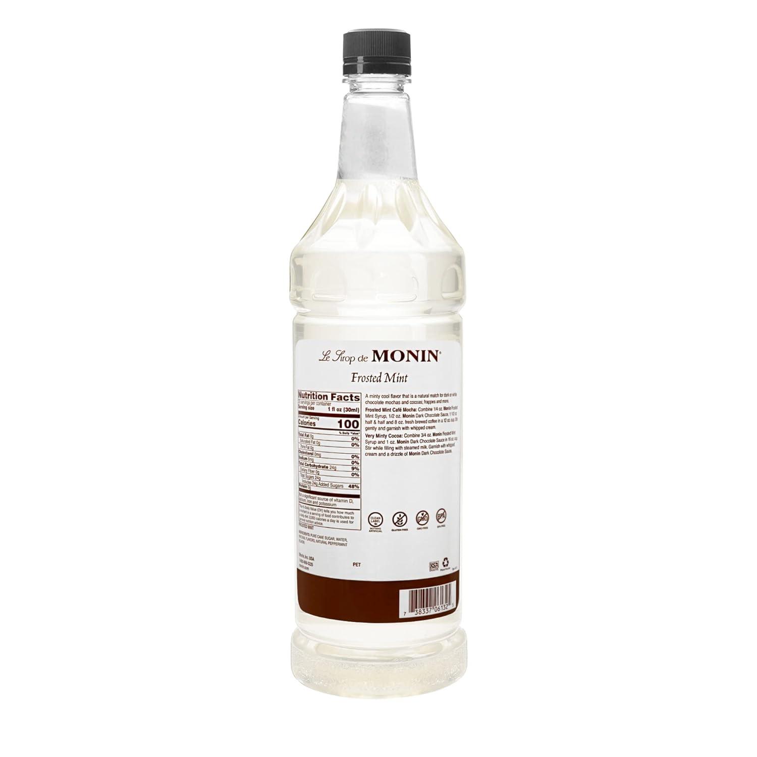 image:imageMonin Peppermint Syrup Cool Tingle of Candy Cane Natural Flavors Great for Cocoas Mochas Smoothies and Sodas NonGMO GlutenFree 1 LiterFrosted Mint