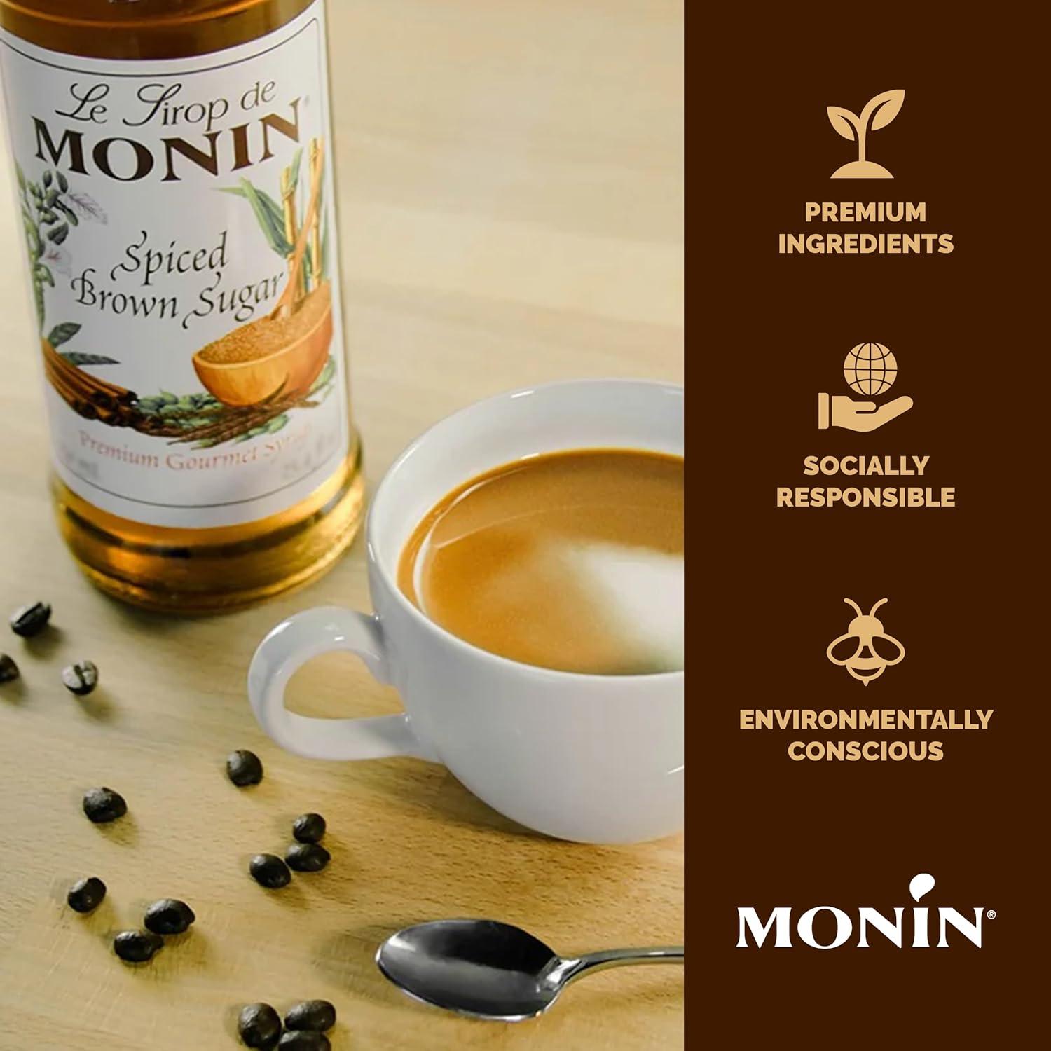 image:imageMonin Peppermint Syrup Cool Tingle of Candy Cane Natural Flavors Great for Cocoas Mochas Smoothies and Sodas NonGMO GlutenFree 1 LiterSpiced Brown Sugar