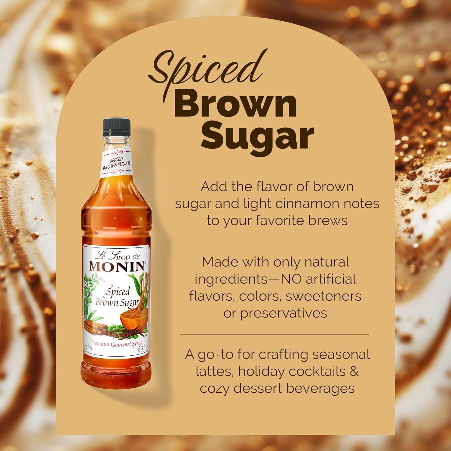 image:imageMonin Peppermint Syrup Cool Tingle of Candy Cane Natural Flavors Great for Cocoas Mochas Smoothies and Sodas NonGMO GlutenFree 1 LiterSpiced Brown Sugar