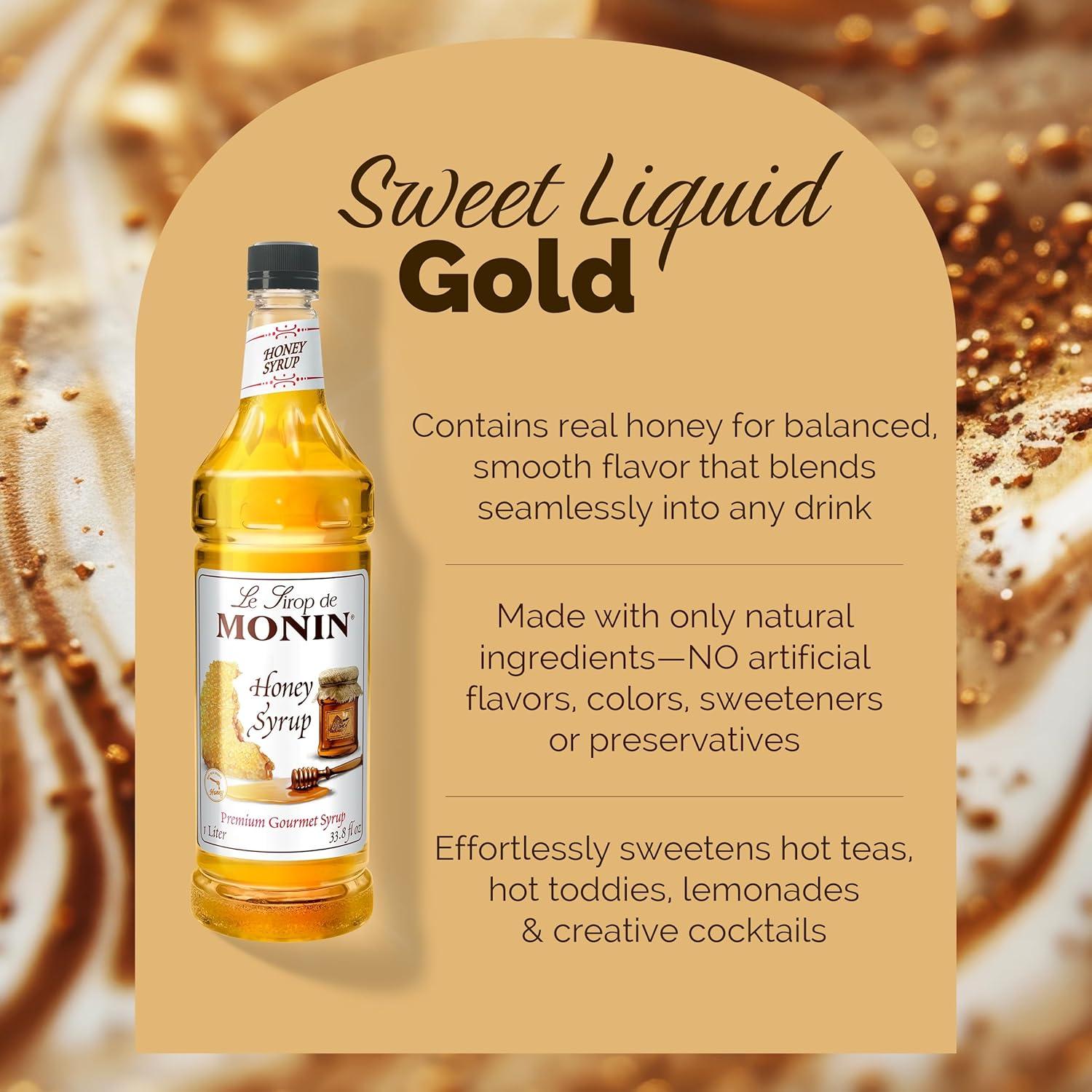 image:imageMonin Pure Cane Syrup Pure and Sweet Great for Coffee Tea and Specialty Cocktails GlutenFree NonGMO 1 LiterHoney Syrup