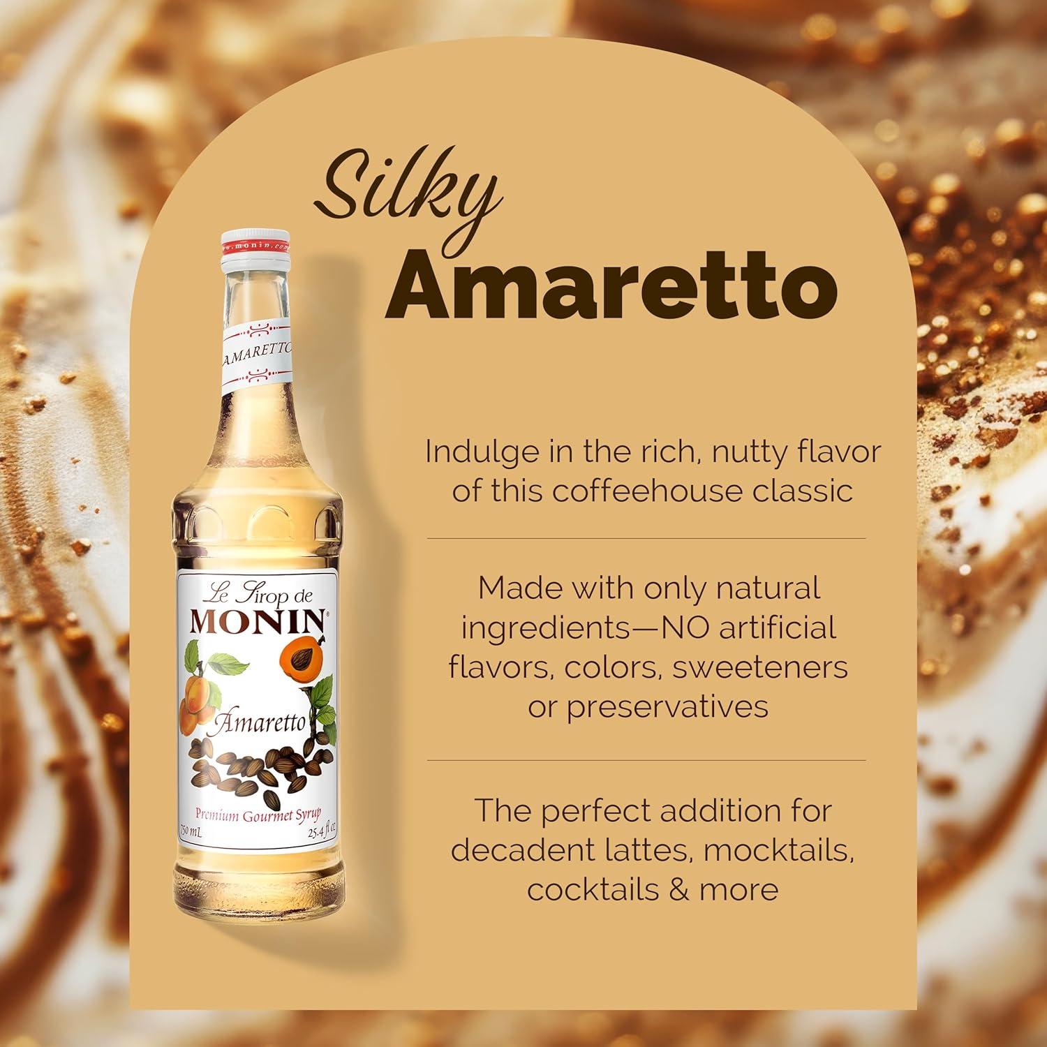 image:imageMonin Pure Cane Syrup Pure and Sweet Great for Coffee Tea and Specialty Cocktails GlutenFree NonGMO 750 mlAmaretto