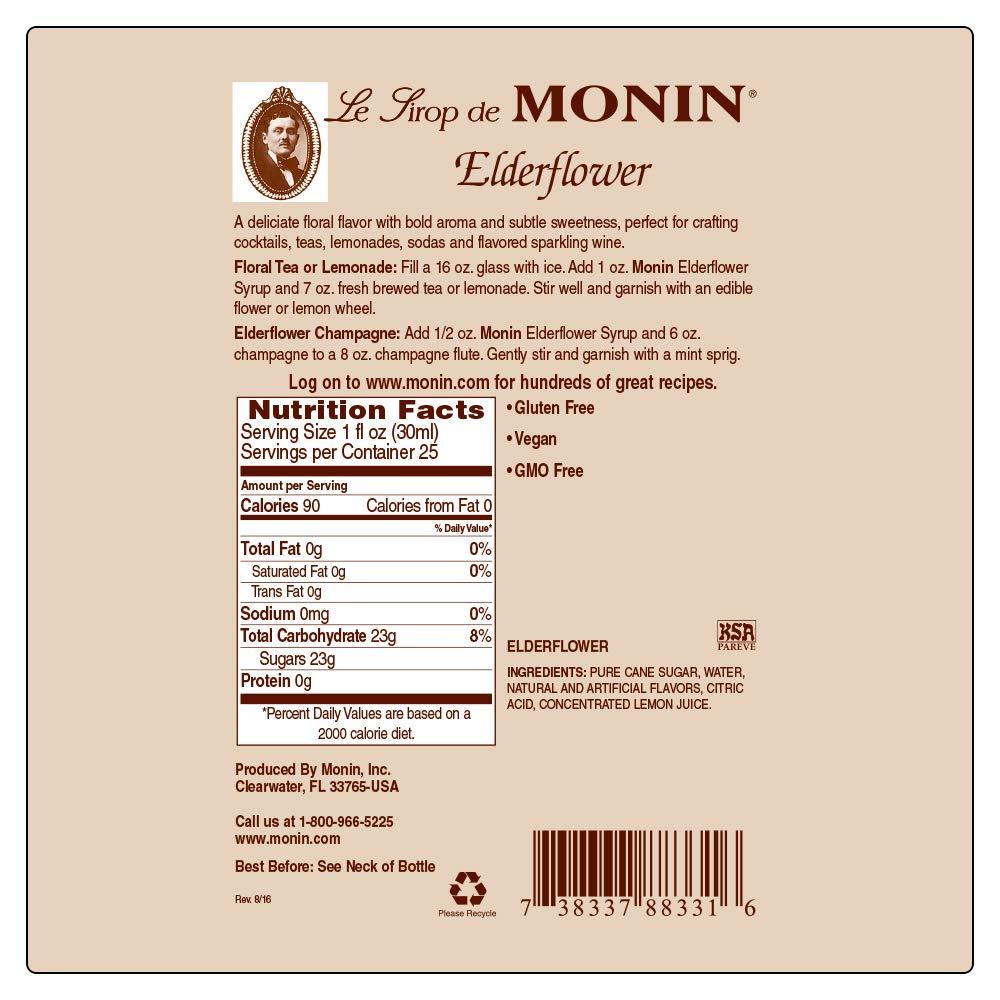 image:imageMonin Rose Syrup Elegant and Subtle Great for Cocktails Mocktails and Soda GlutenFree NonGMO 750 mlElderflower