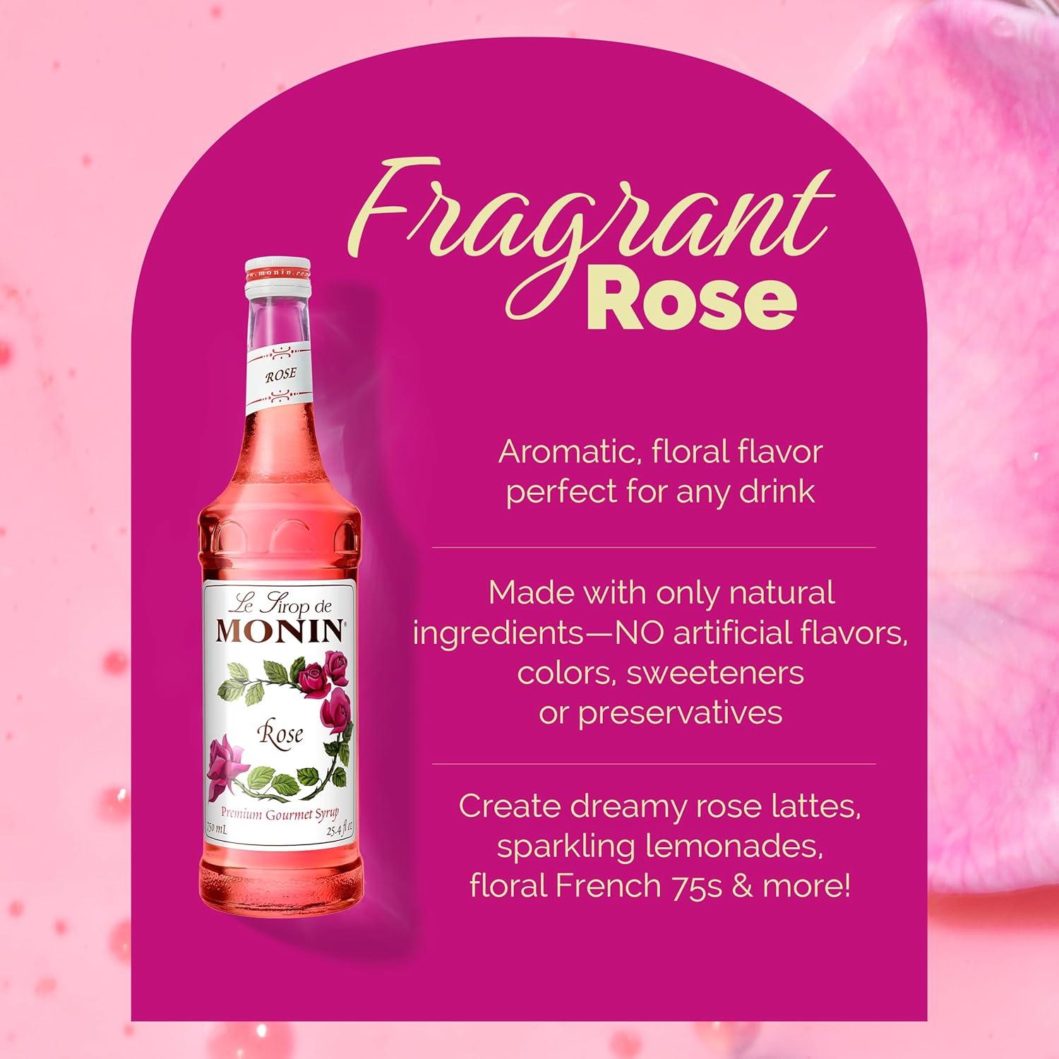 image:imageMonin Rose Syrup Elegant and Subtle Great for Cocktails Mocktails and Soda GlutenFree NonGMO 750 mlRose