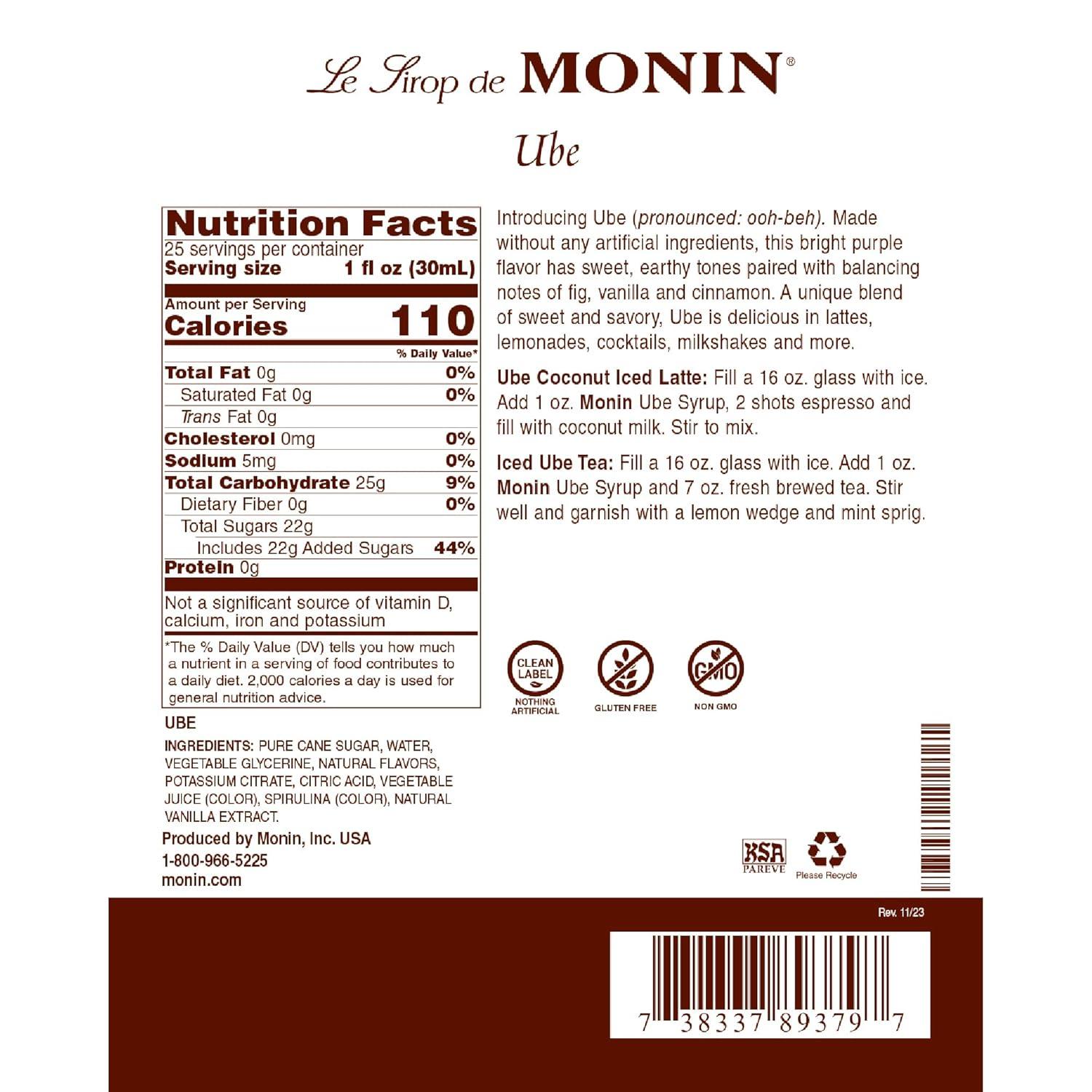 image:imageMonin Rose Syrup Elegant and Subtle Great for Cocktails Mocktails and Soda GlutenFree NonGMO 750 mlUbe Blend