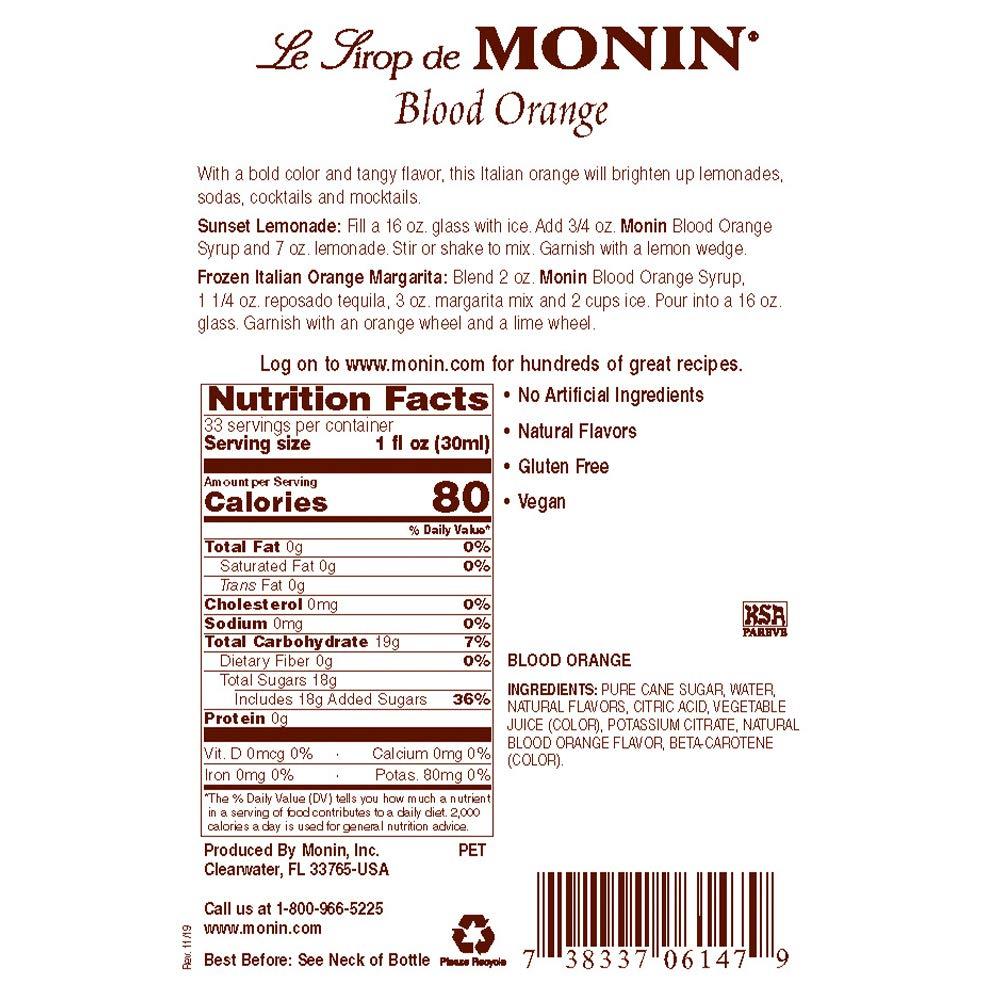image:imageMonin Strawberry Syrup Mild and Sweet Great for Cocktails and Teas GlutenFree NonGMO 1 Liter 2PackBlood Orange
