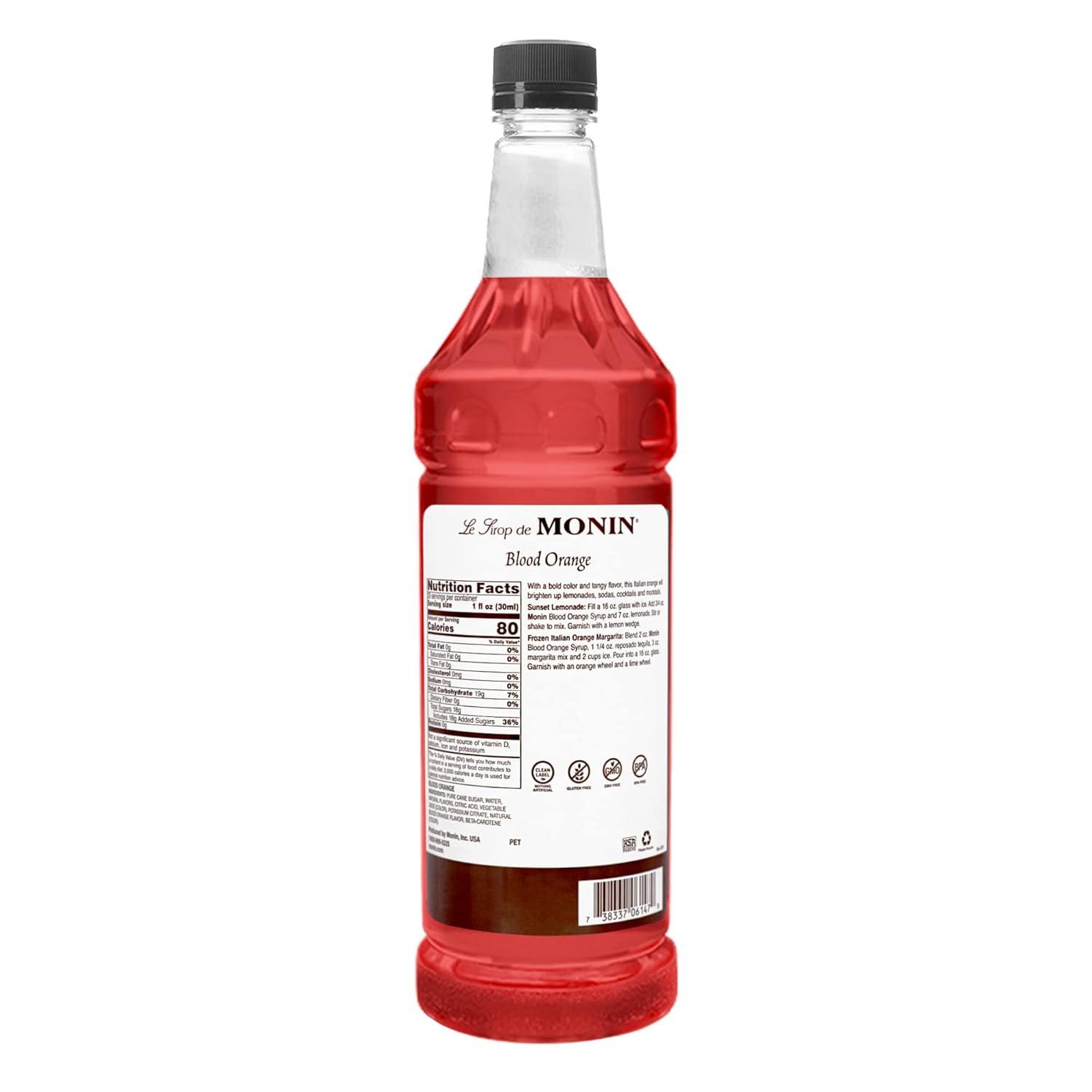 image:imageMonin Strawberry Syrup Mild and Sweet Great for Cocktails and Teas GlutenFree NonGMO 1 Liter 2PackBlood Orange