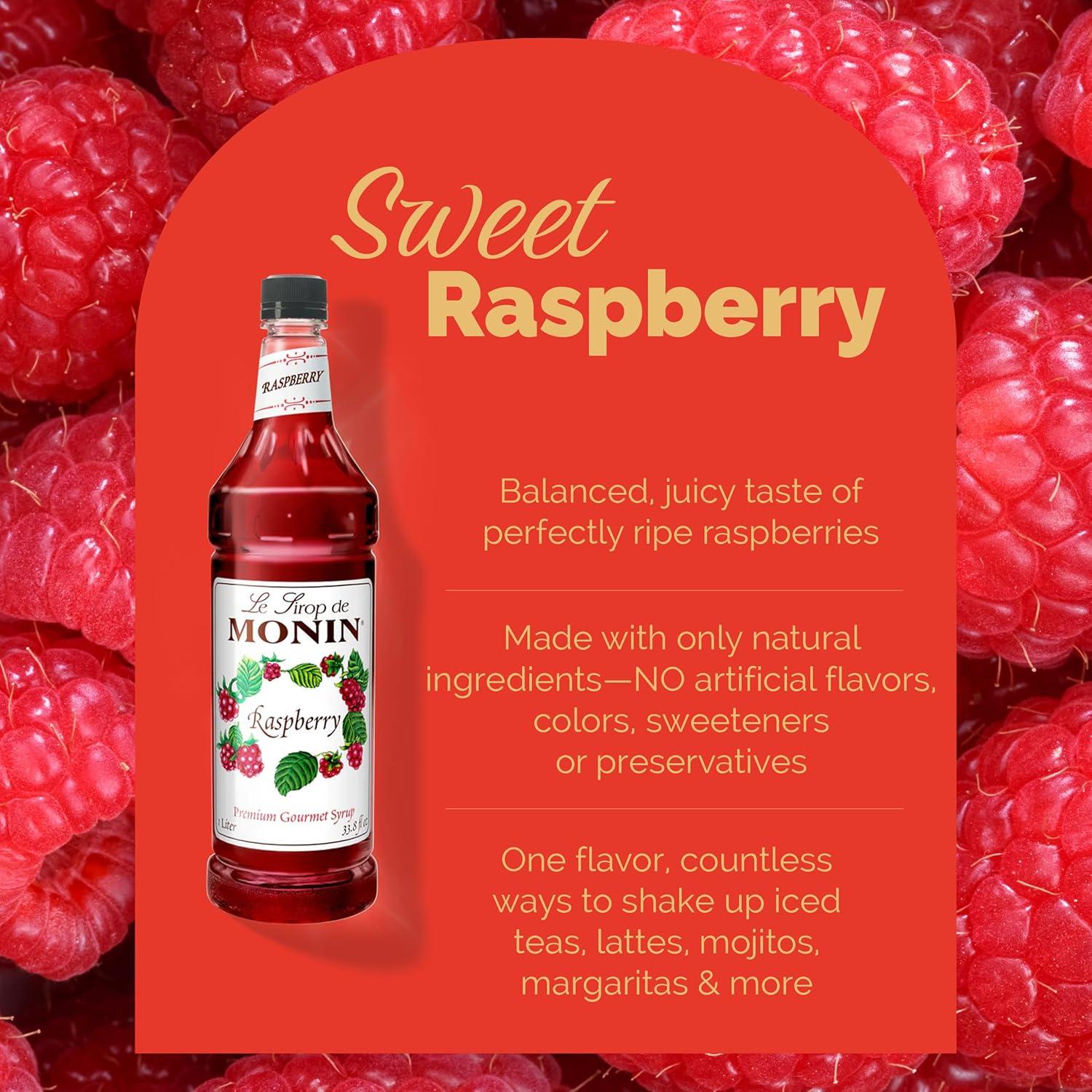 image:imageMonin Strawberry Syrup Mild and Sweet Great for Cocktails and Teas GlutenFree NonGMO 1 Liter 2PackRaspberry