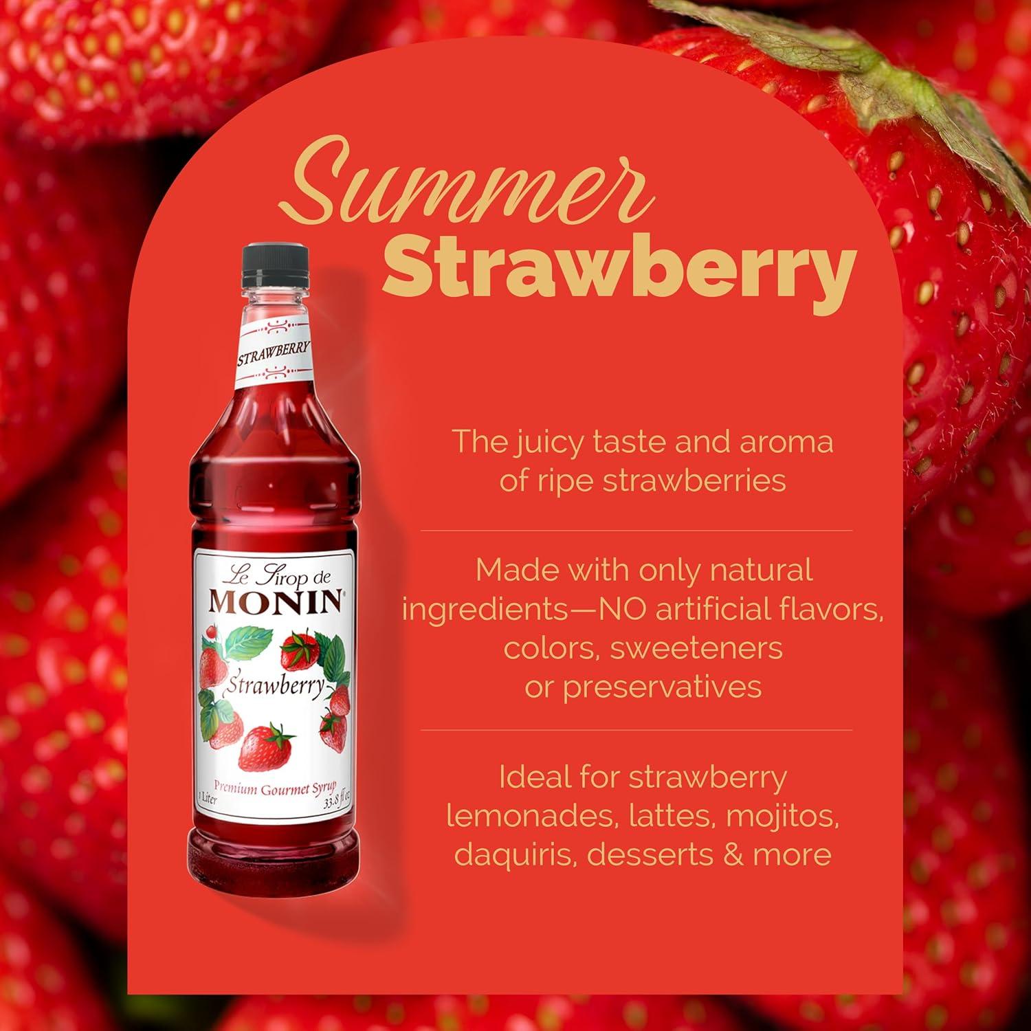 image:imageMonin Strawberry Syrup Mild and Sweet Great for Cocktails and Teas GlutenFree NonGMO 1 Liter 2PackStrawberry