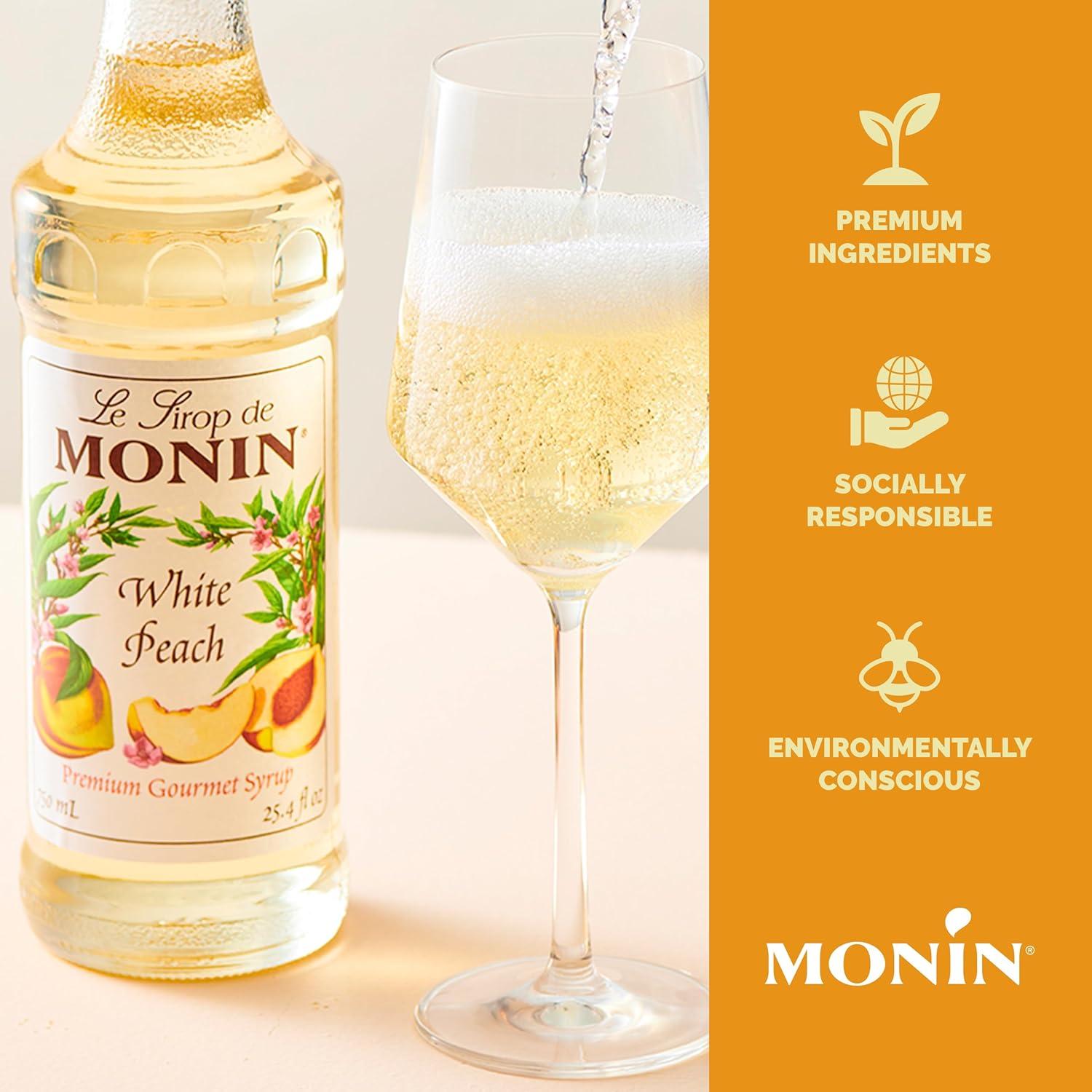 image:imageMonin Strawberry Syrup Mild and Sweet Great for Cocktails and Teas GlutenFree NonGMO 1 Liter 2PackWhite Peach