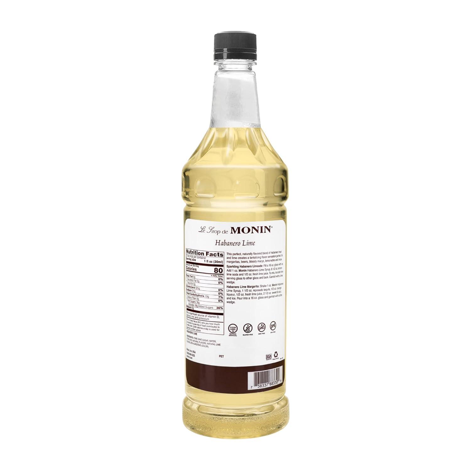 image:imageMonin Strawberry Syrup Mild and Sweet Great for Cocktails and Teas GlutenFree NonGMO 1 LiterHabanero Lime