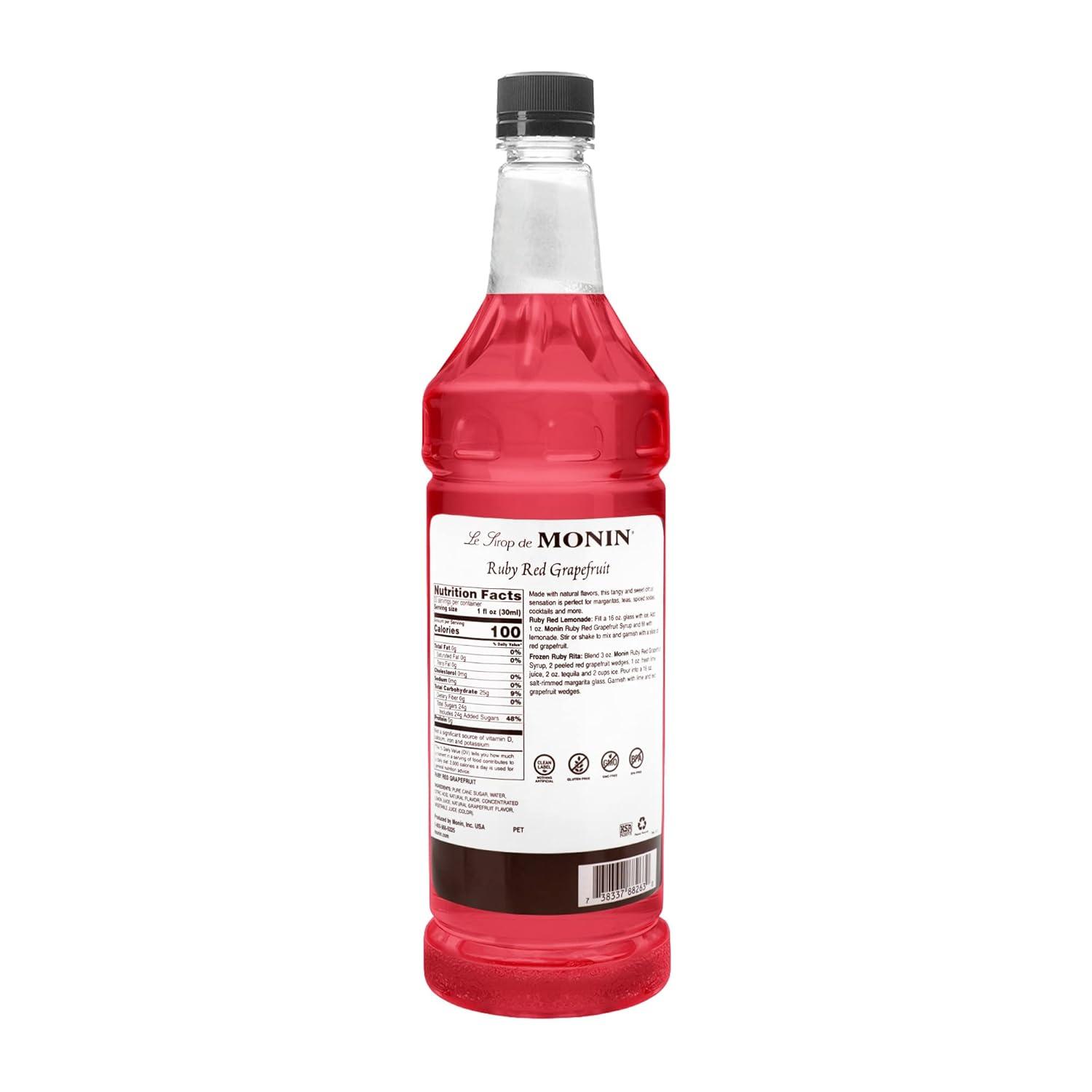 image:imageMonin Strawberry Syrup Mild and Sweet Great for Cocktails and Teas GlutenFree NonGMO 1 LiterRuby Red Grapefruit