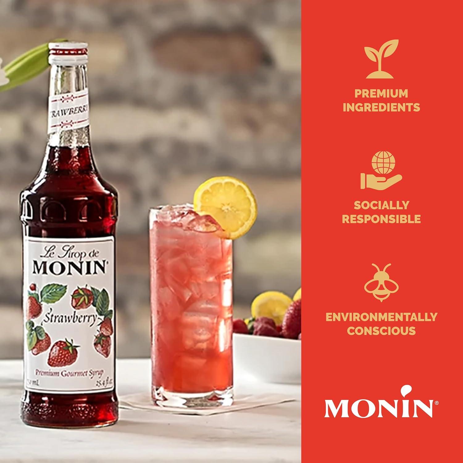 image:imageMonin Strawberry Syrup Mild and Sweet Great for Cocktails and Teas GlutenFree NonGMO 1 LiterStrawberry