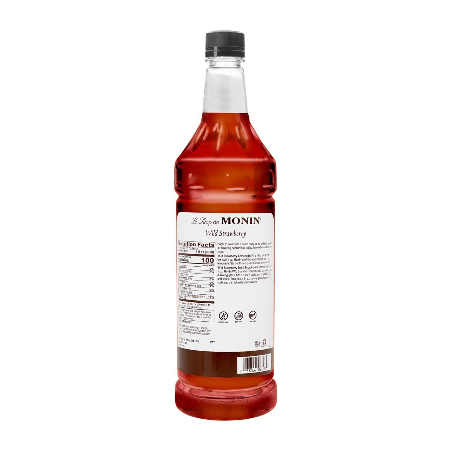 image:imageMonin Strawberry Syrup Mild and Sweet Great for Cocktails and Teas GlutenFree NonGMO 1 LiterWild Strawberry