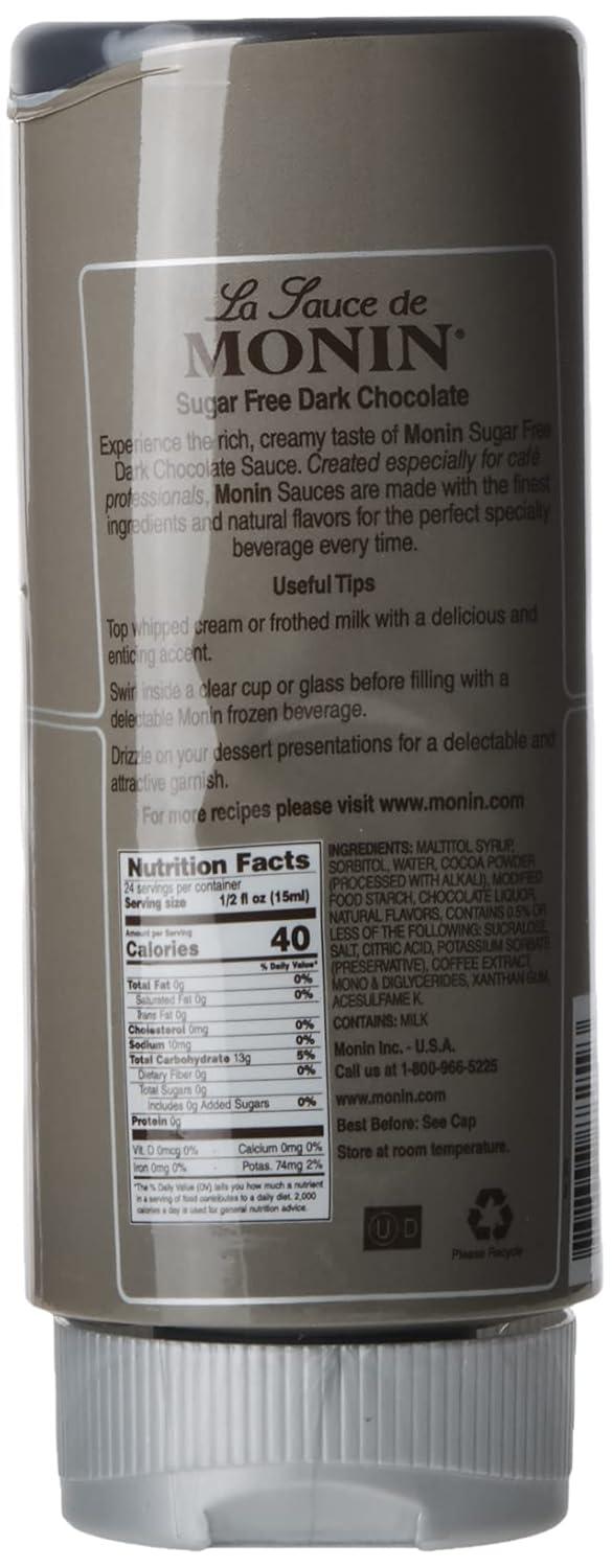 image:imageMonin Sugar Free Dark Chocolate Sauce Velvety and Rich Great for Desserts Coffee and Snacks GlutenFree 12 OunceSugar Free Dark Chocolate