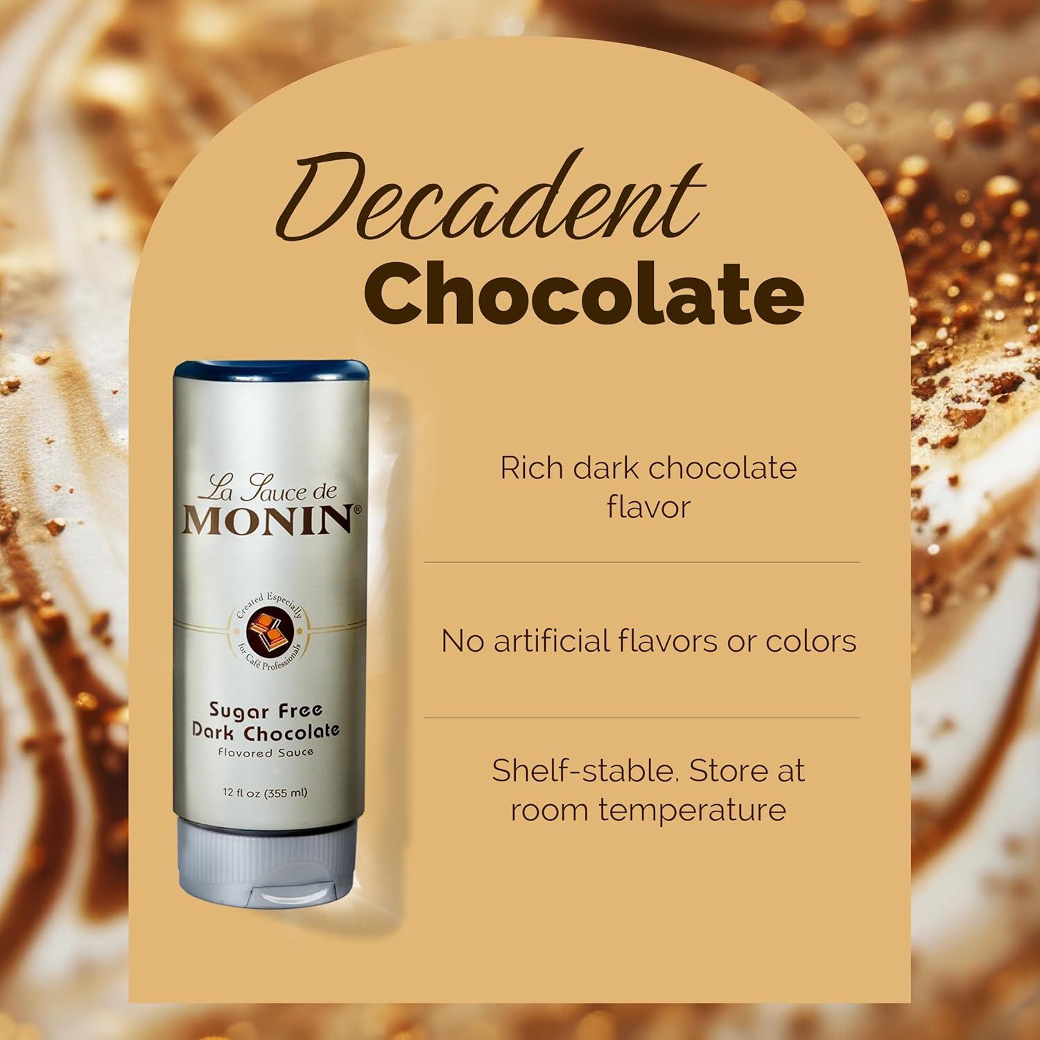 image:imageMonin Sugar Free Dark Chocolate Sauce Velvety and Rich Great for Desserts Coffee and Snacks GlutenFree 12 OunceSugar Free Dark Chocolate