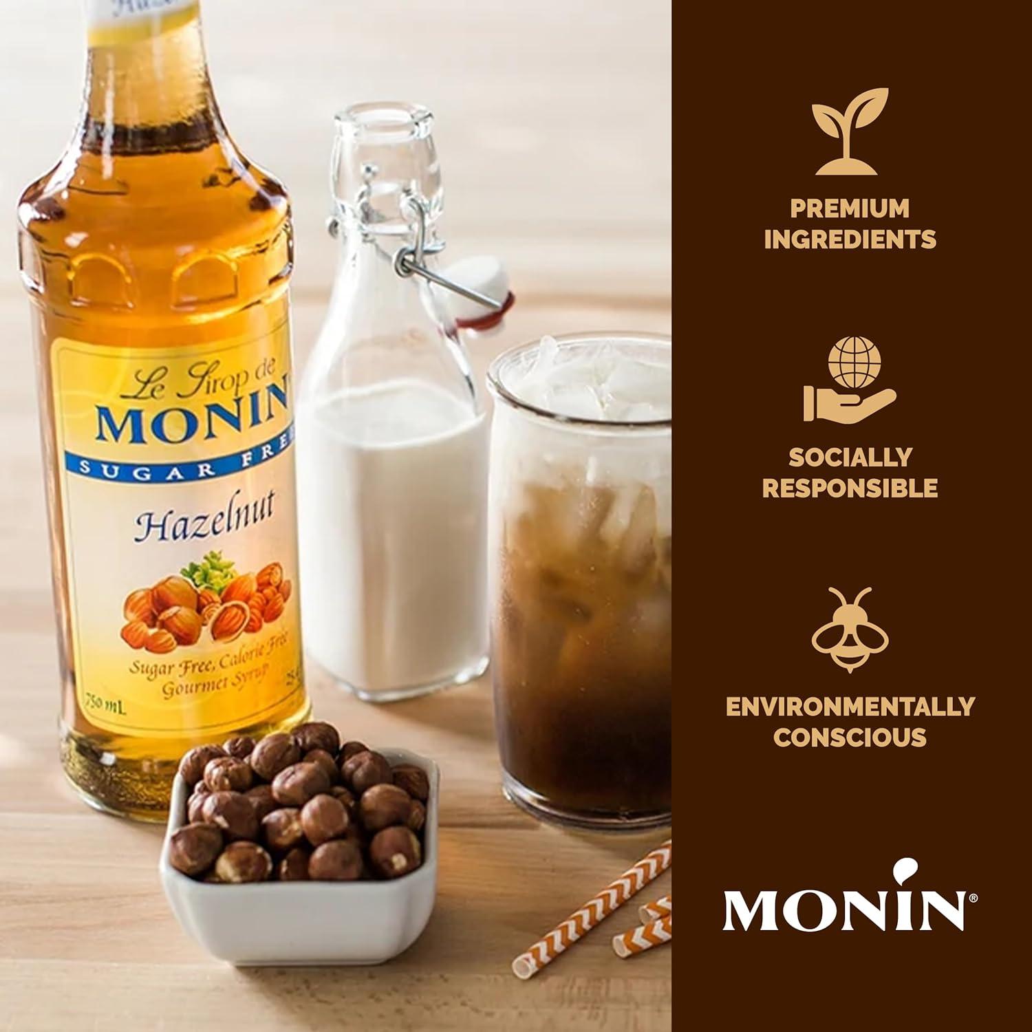 image:imageMonin Sugar Free Hazelnut Syrup Nutty Taste of Caramelized Hazelnut Great for Mochas Lattes Smoothies Shakes and Cocktails NonGMO GlutenFree 750 ml254 Fl Oz Pack of 1