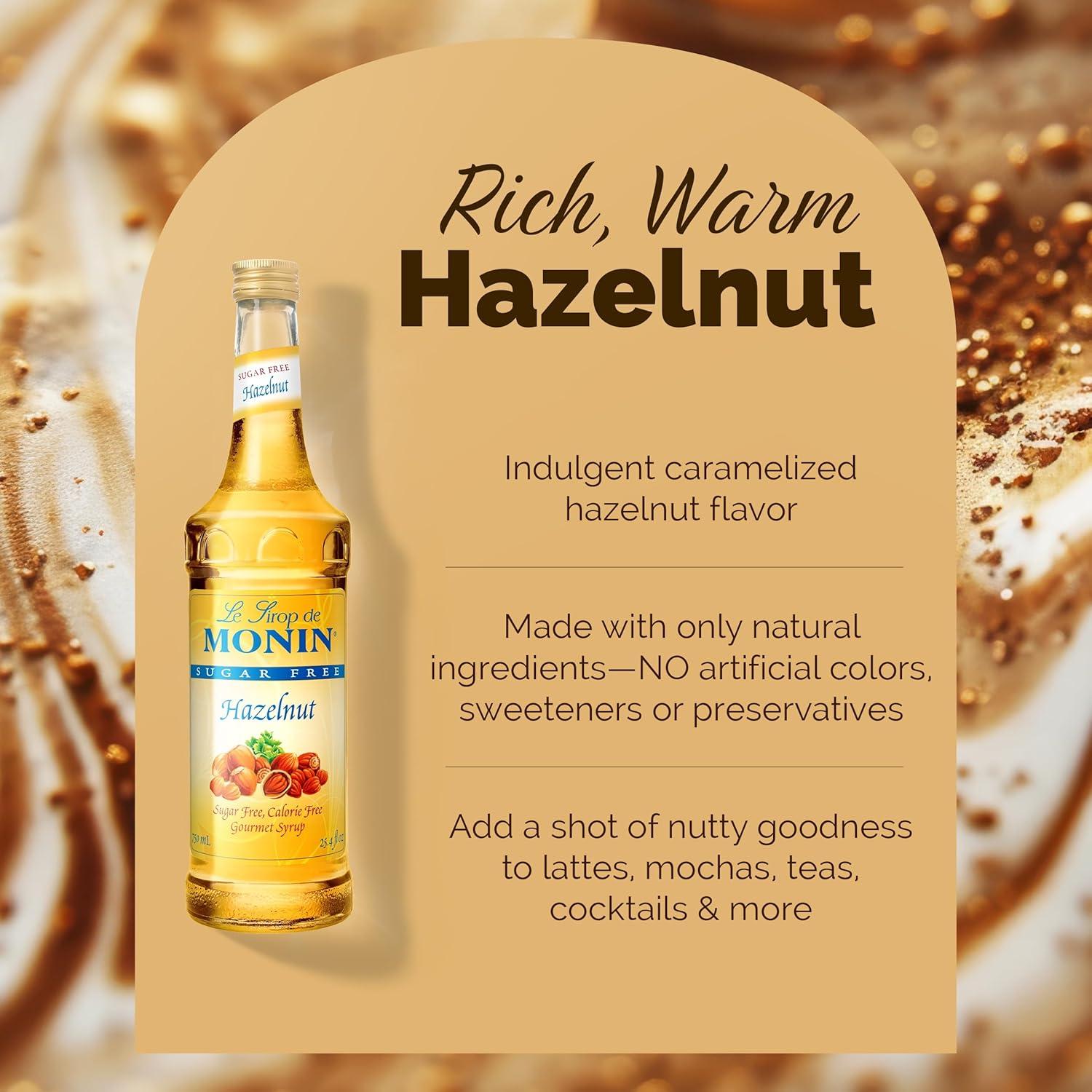 image:imageMonin Sugar Free Hazelnut Syrup Nutty Taste of Caramelized Hazelnut Great for Mochas Lattes Smoothies Shakes and Cocktails NonGMO GlutenFree 750 ml254 Fl Oz Pack of 1
