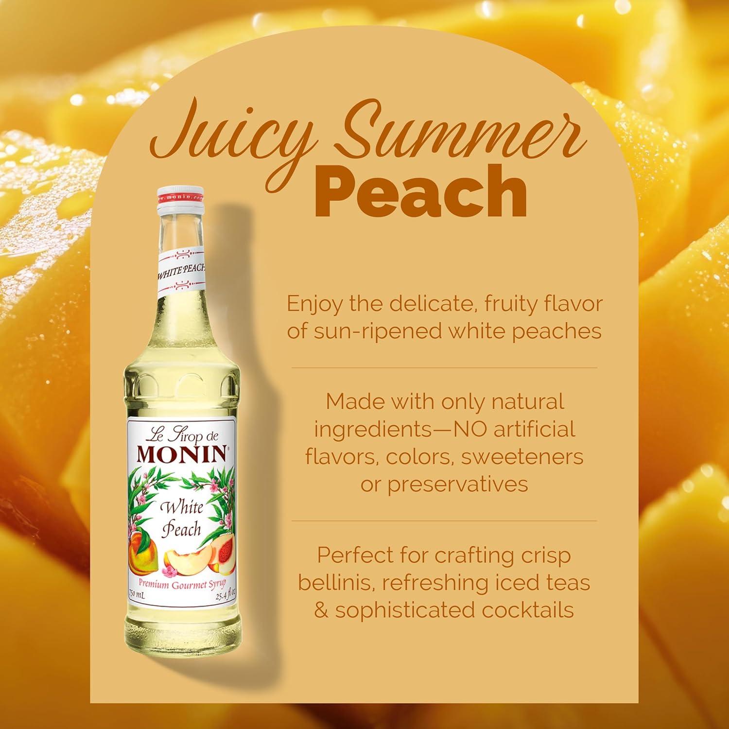 image:imageMonin White Peach Syrup Juicy Ripe Peach Flavor Perfect for Cocktails Mocktails Iced Teas amp Smoothies GlutenFree NonGMO 750 ml