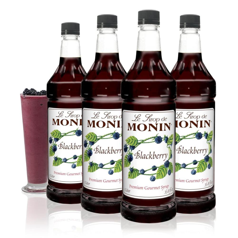 image:imageMonin Blackberry Syrup Soft and Succulent Great for Cocktails Lemonades and Sodas GlutenFree NonGMO 1 Liter 4PackBlackberry
