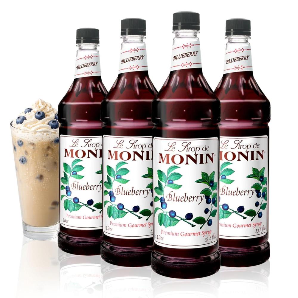 image:imageMonin Blackberry Syrup Soft and Succulent Great for Cocktails Lemonades and Sodas GlutenFree NonGMO 1 Liter 4PackBlueberry