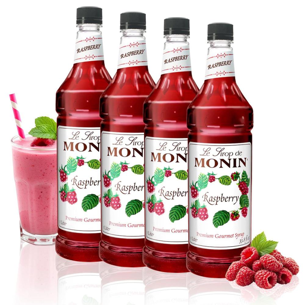 image:imageMonin Blackberry Syrup Soft and Succulent Great for Cocktails Lemonades and Sodas GlutenFree NonGMO 1 Liter 4PackRaspberry