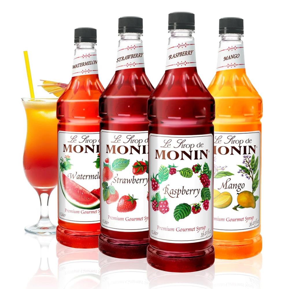 image:imageMonin Blackberry Syrup Soft and Succulent Great for Cocktails Lemonades and Sodas GlutenFree NonGMO 1 Liter 4PackSummer Variety Pack