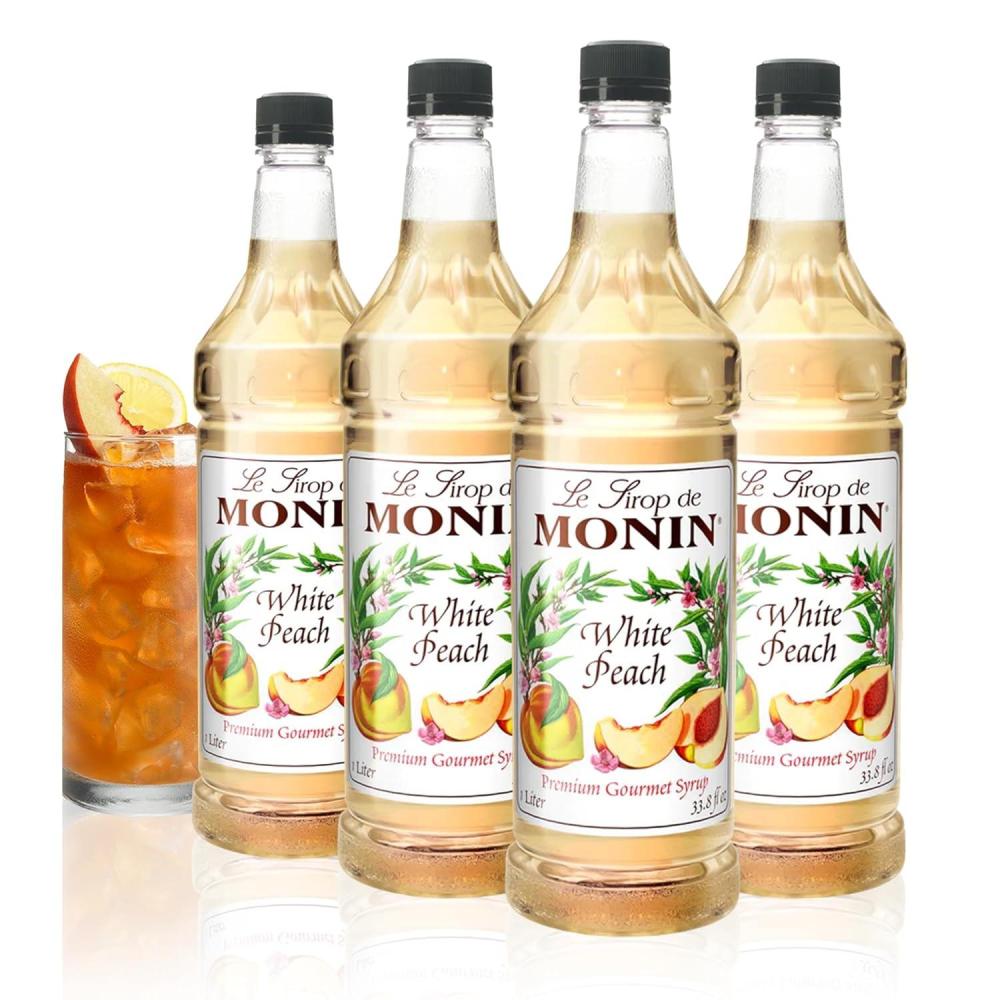 image:imageMonin Blackberry Syrup Soft and Succulent Great for Cocktails Lemonades and Sodas GlutenFree NonGMO 1 Liter 4PackWhite Peach