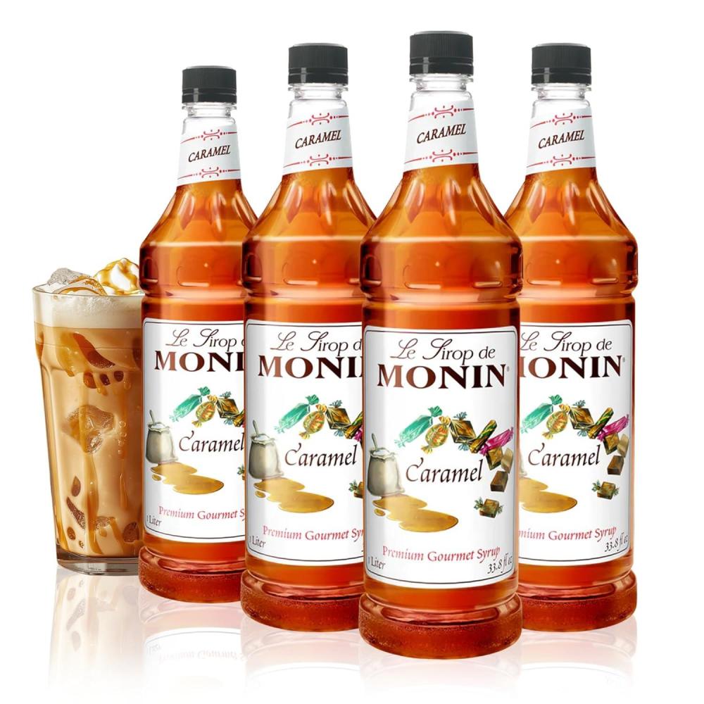 image:imageMonin Caramel Syrup Rich and Buttery Great for Desserts Coffee and Cocktails GlutenFree NonGMO 1 Liter 4PackCaramel